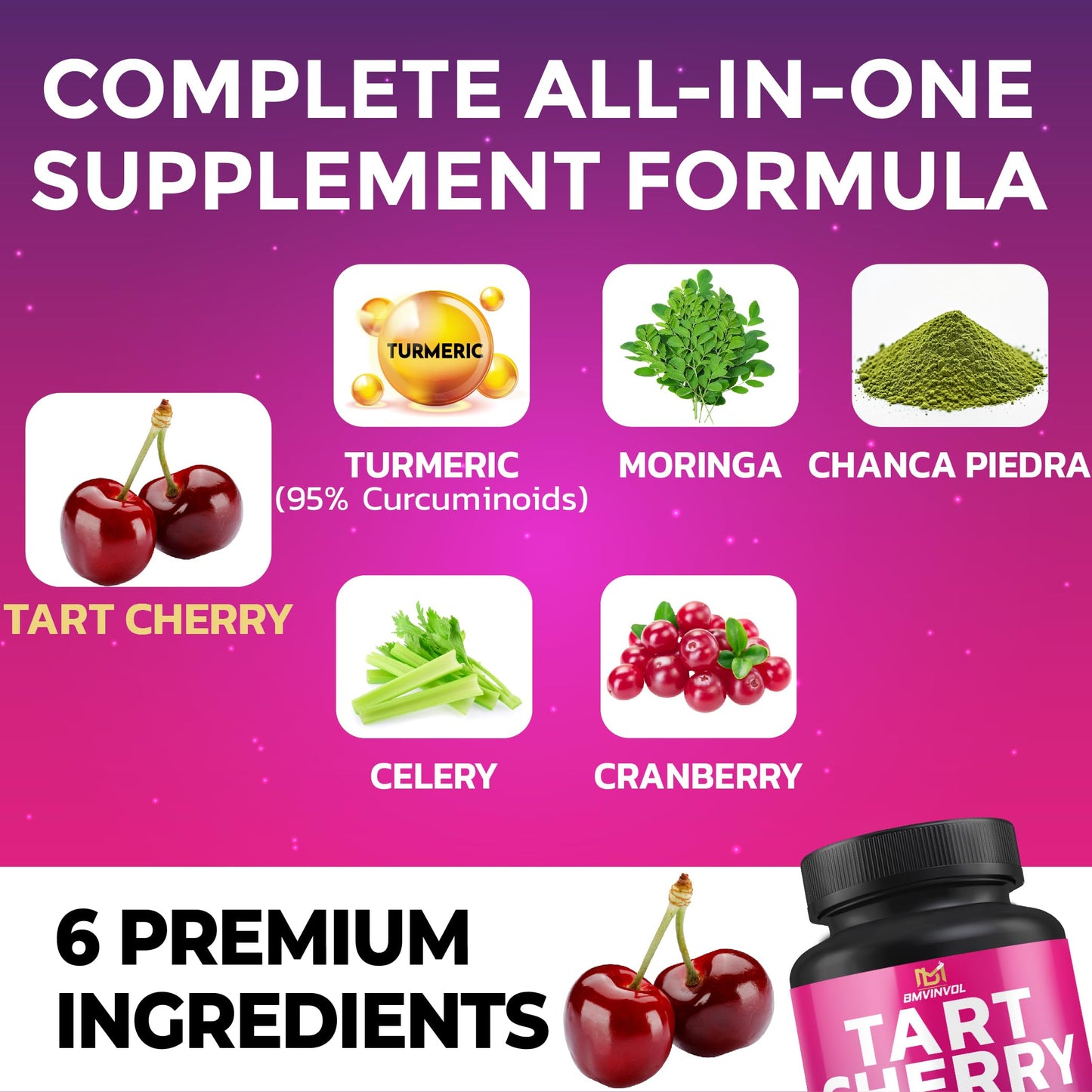 BMVINVOL Tart Cherry 20:1 Extract Capsule, 90 Count