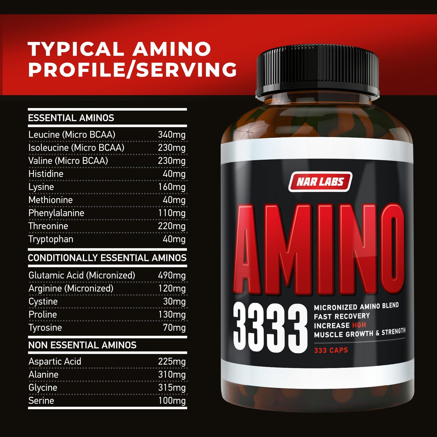 NAR LABS Real Amino Acid Complex 333 Capsules