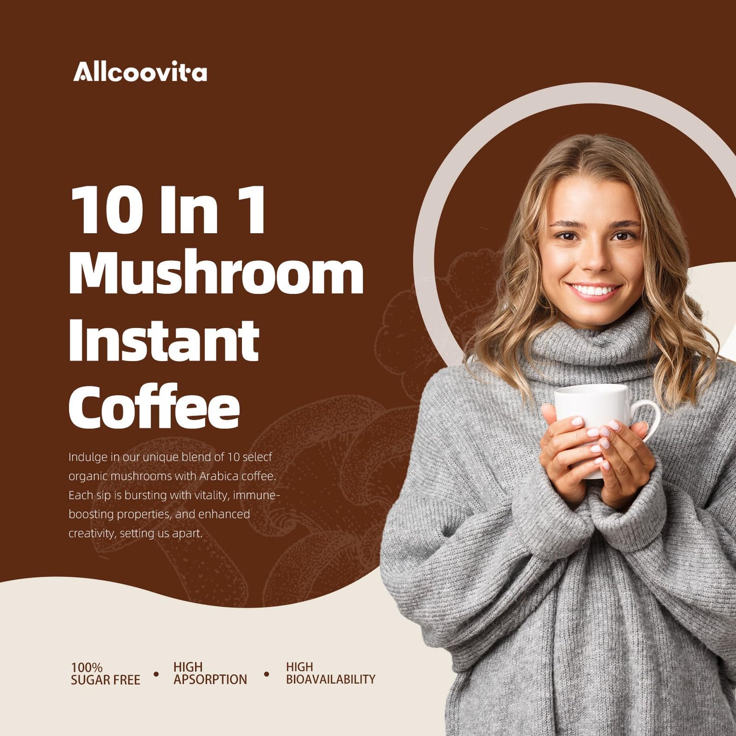Allcoovita Mushroom Coffee Powder 6.35