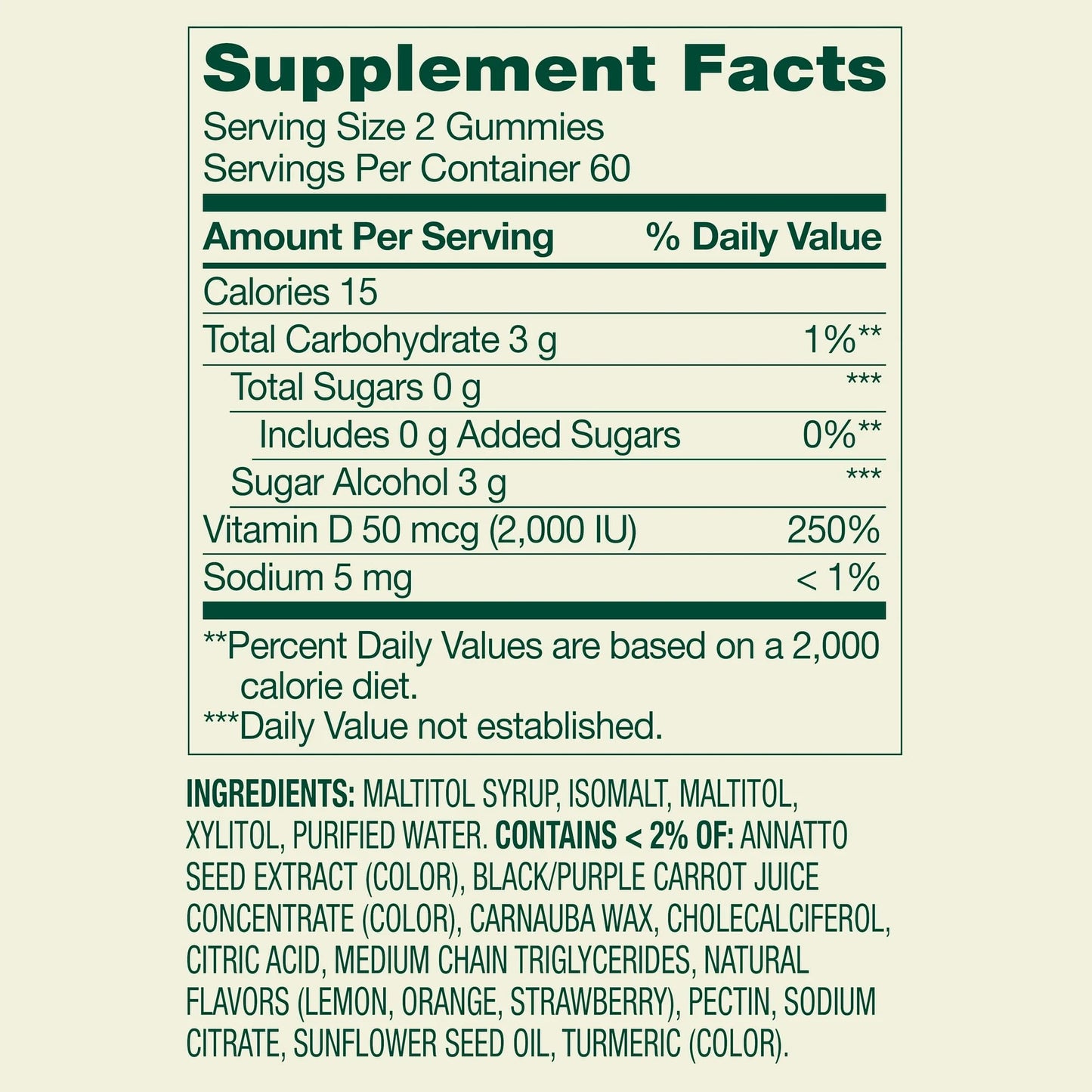 SUREFECT Vitamin D Gummies, 50 mcg (2000 IU), Bone & Immune Support, 120 Count