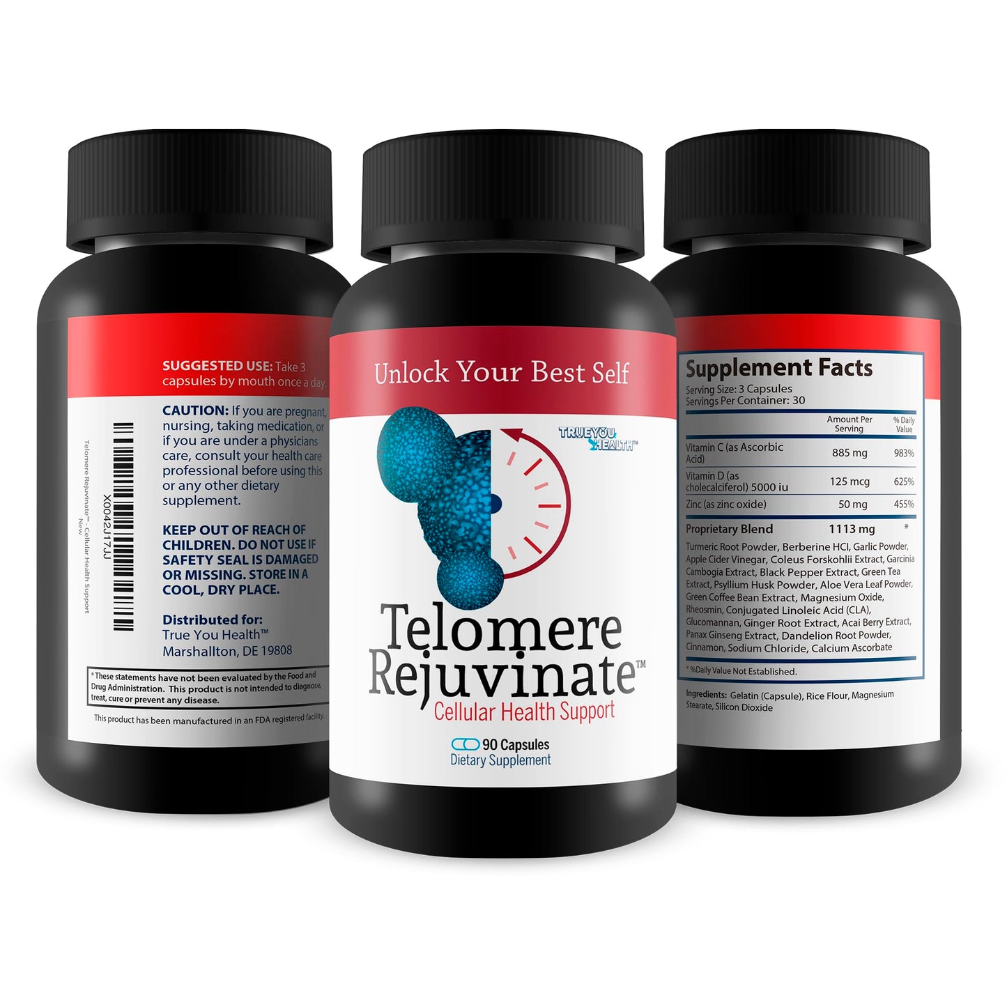 True You Health Telomere Rejuvinate Capsules 90 Count