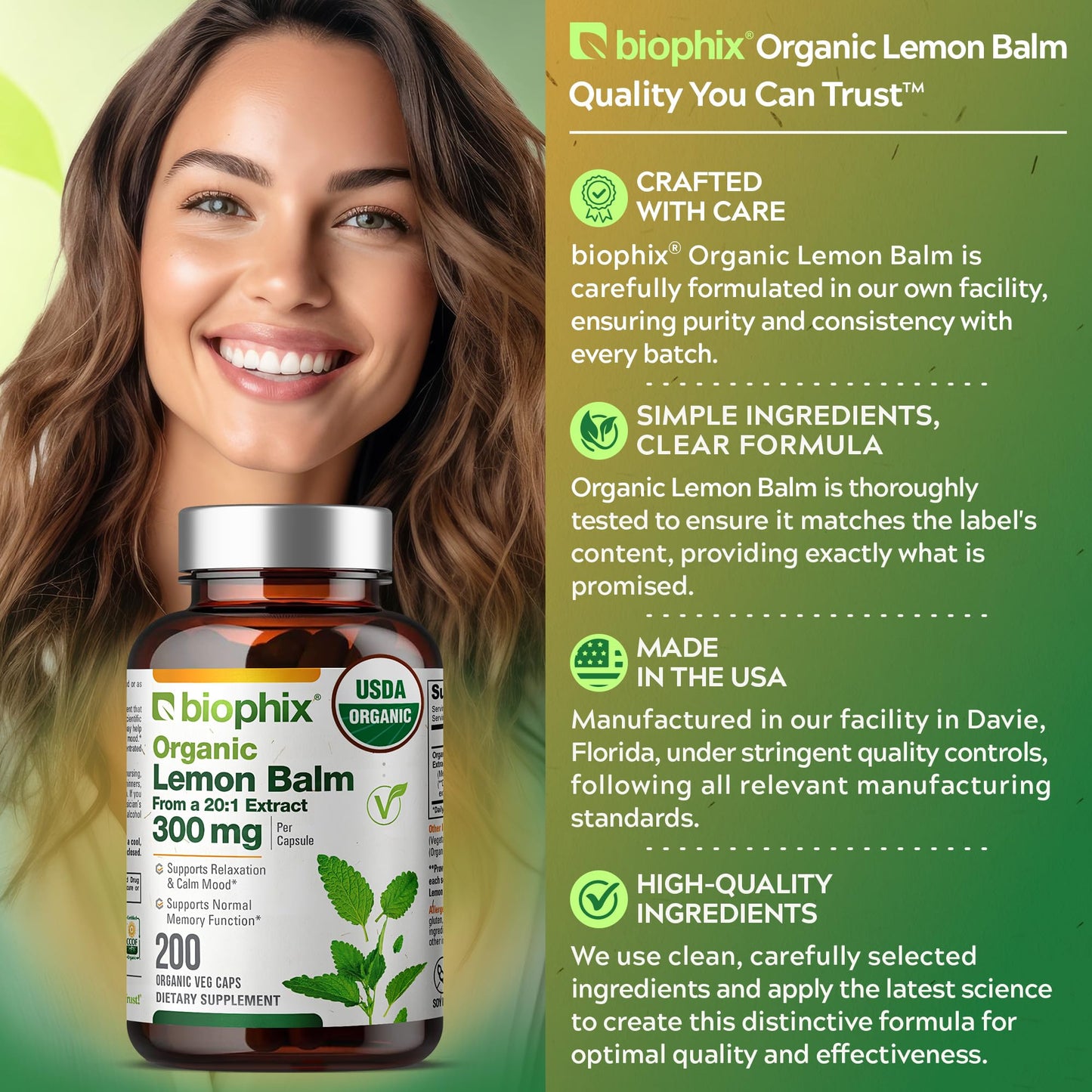 biophix Organic Lemon Balm Capsules 200