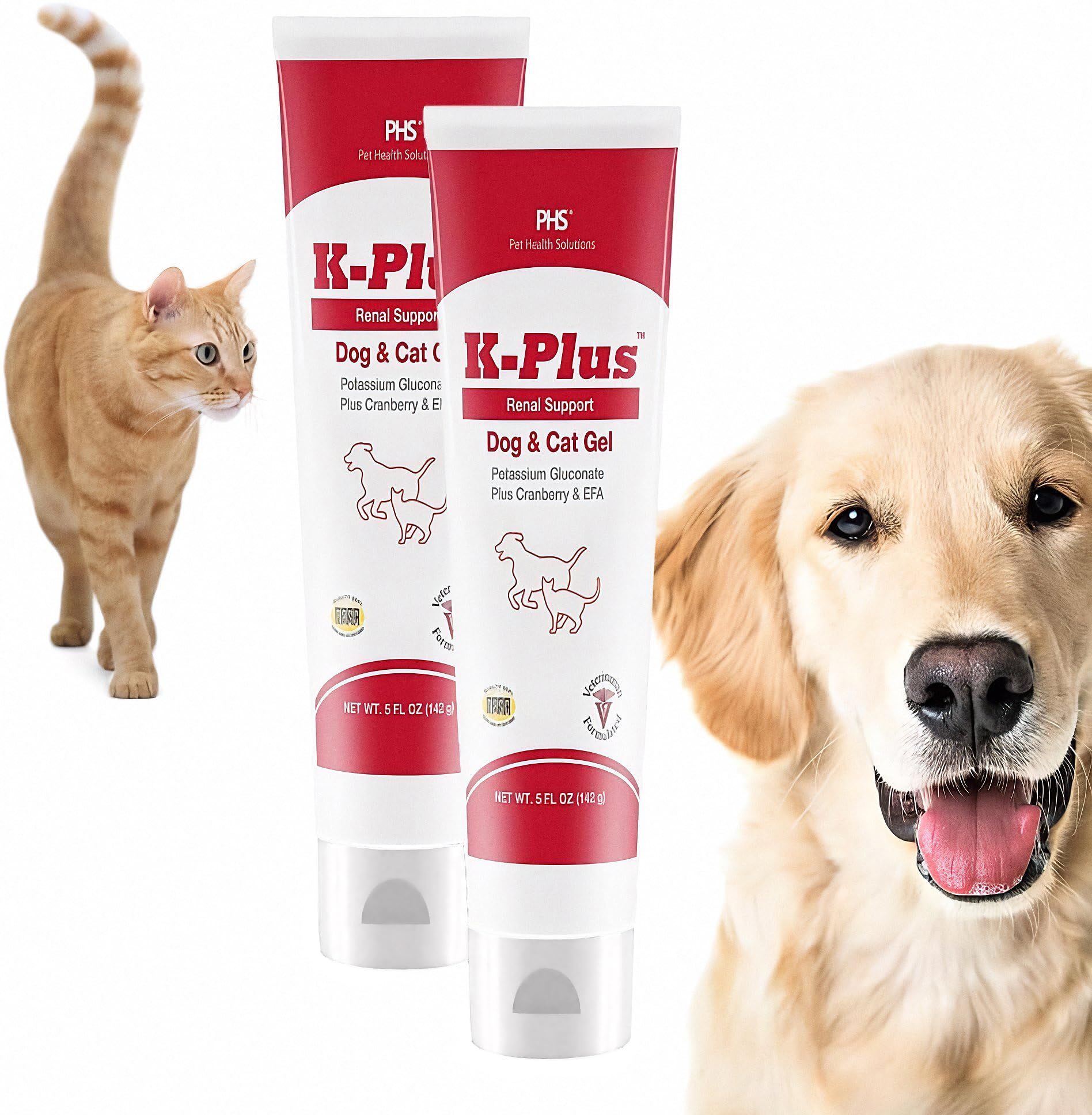 Pet Health Solutions K-Plus Potassium Gluconate Renal Gel Plus Cranberry and EPA for Dogs and Cats - Veterinarian Approved Renal Supplement - Supports Potassium Balance, Powder, 1