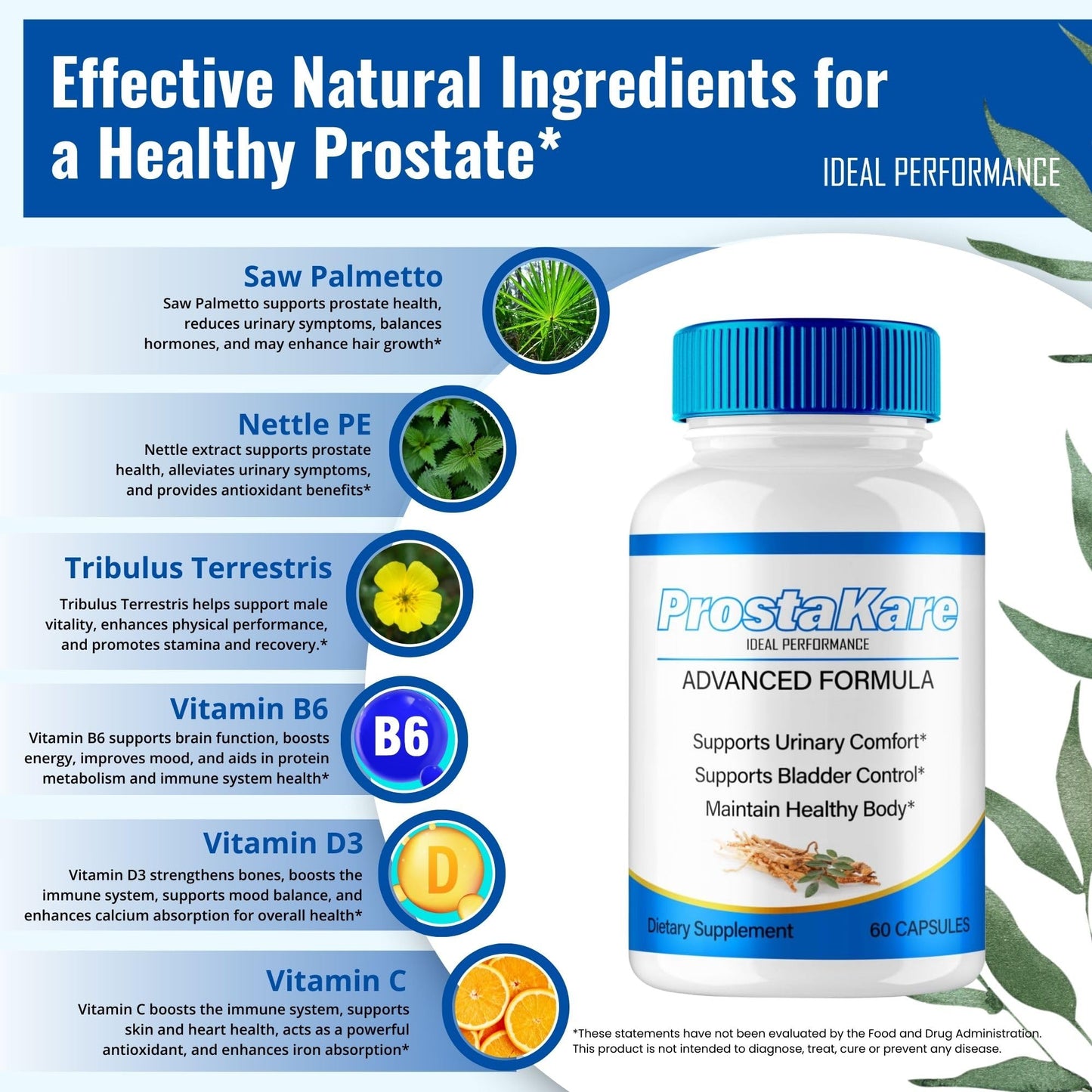 IDEAL PERFORMANCE ProstaKare Prostate Health Supplements Capsules, 120