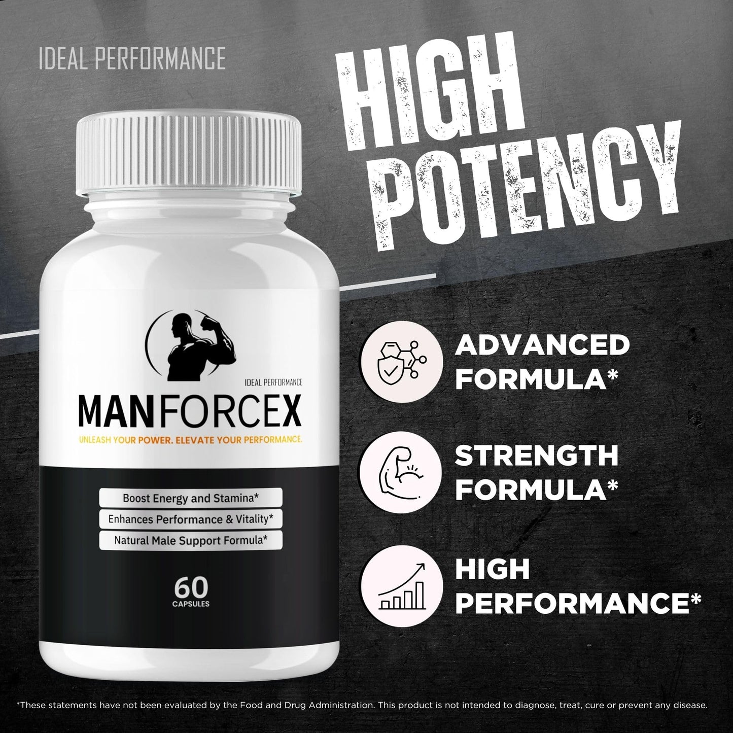 IDEAL PERFORMANCE ManForceX Supplement for Men Capsules, 180 Capsules