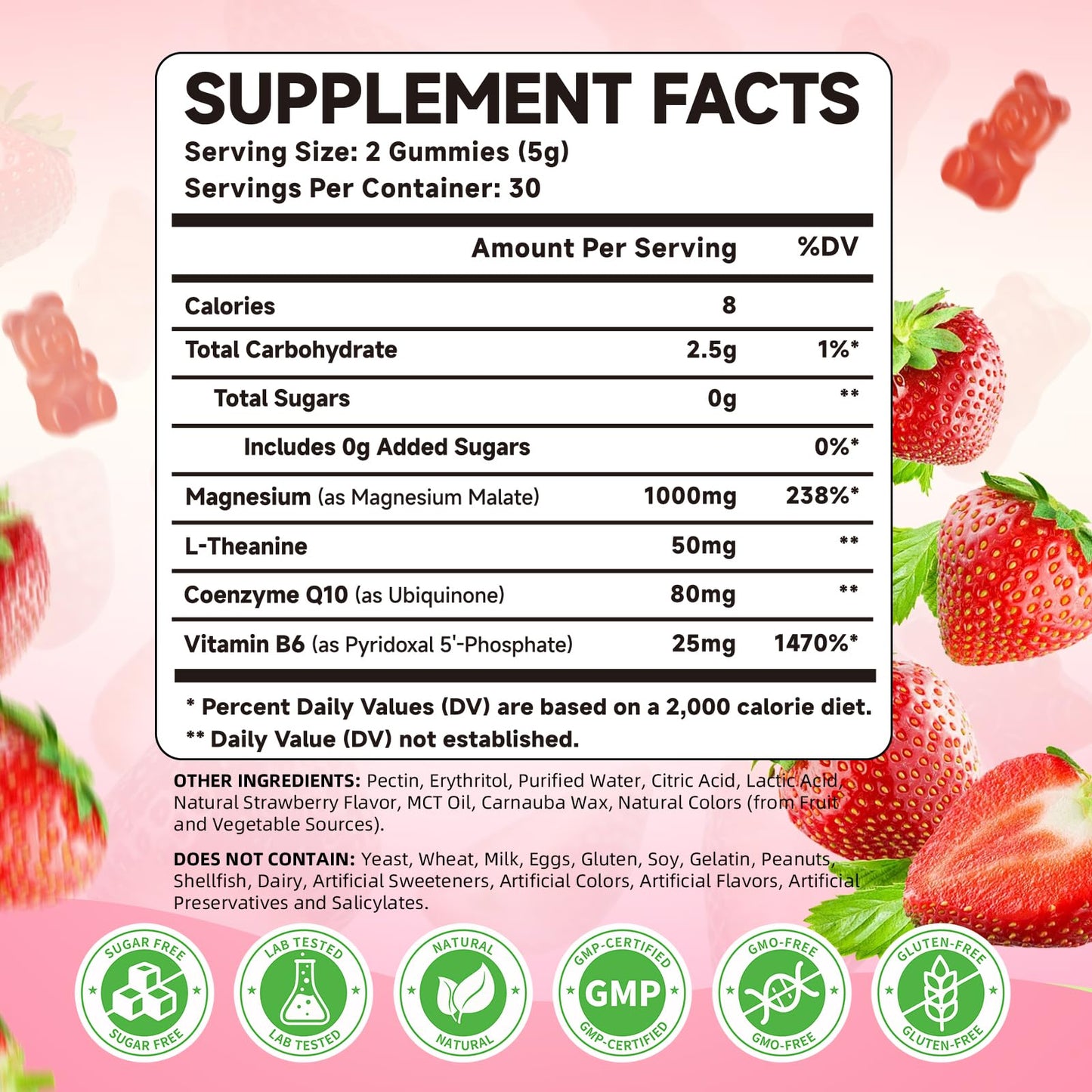 Mchokuu Magnesium Malate Gummies 1000mg, 60 Count