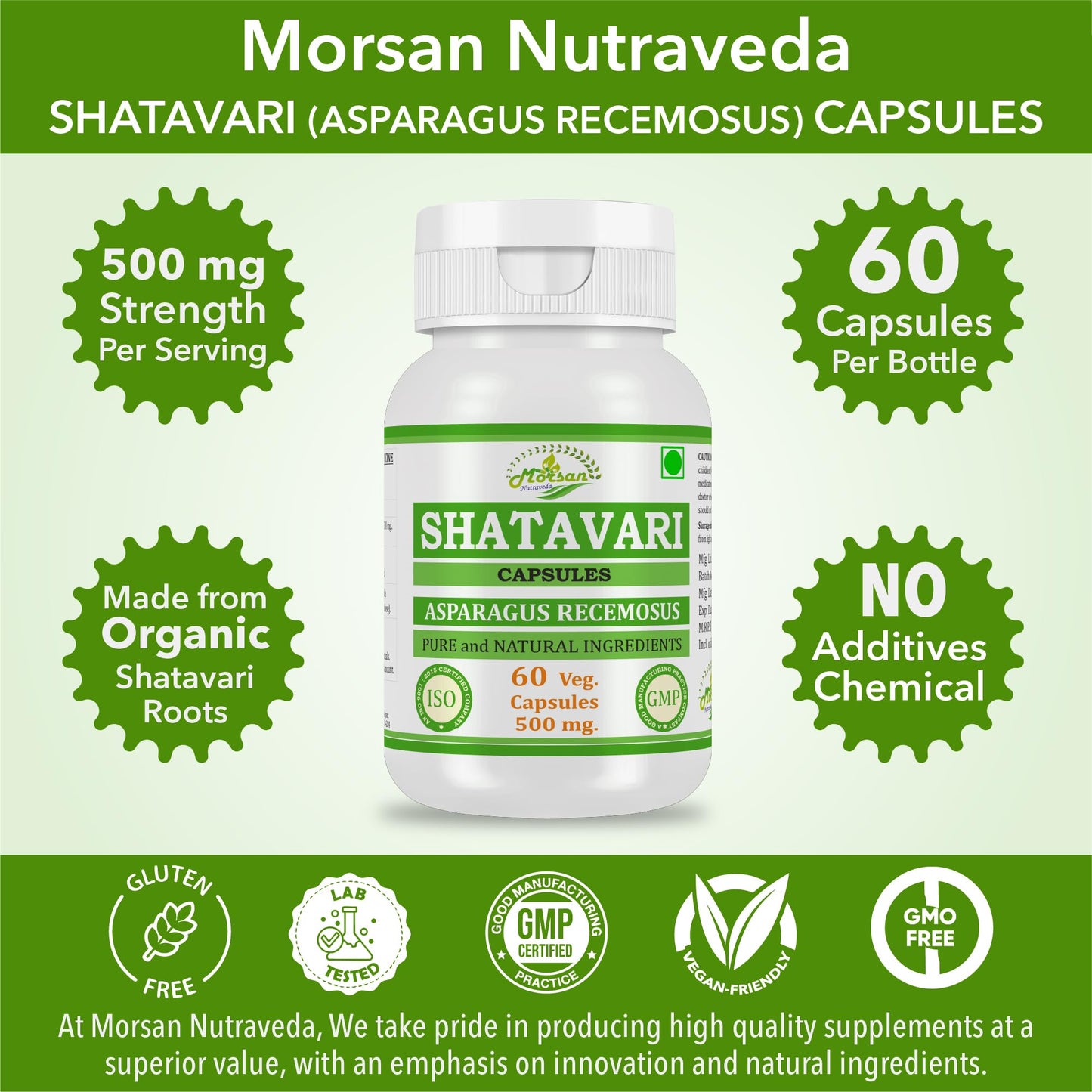 Morsan Nutraveda Shatavari Extract Capsules, 120 Veg Capsules