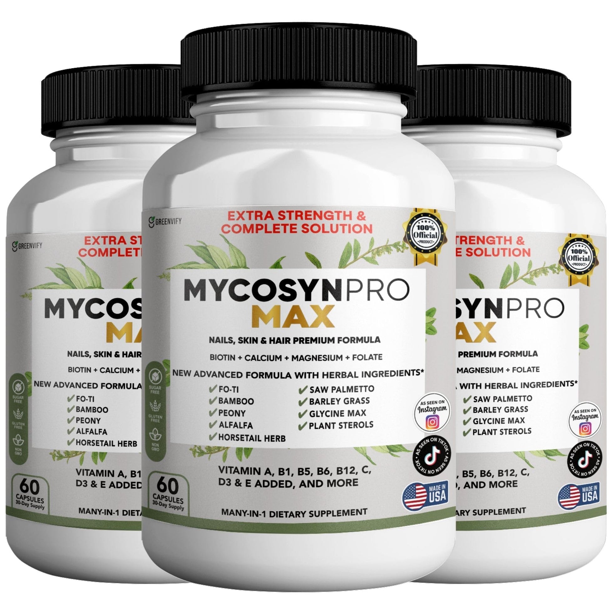 GREENVIFY Mycosyn Pro Max Hair Skin Nails Supplement 180 Capsules