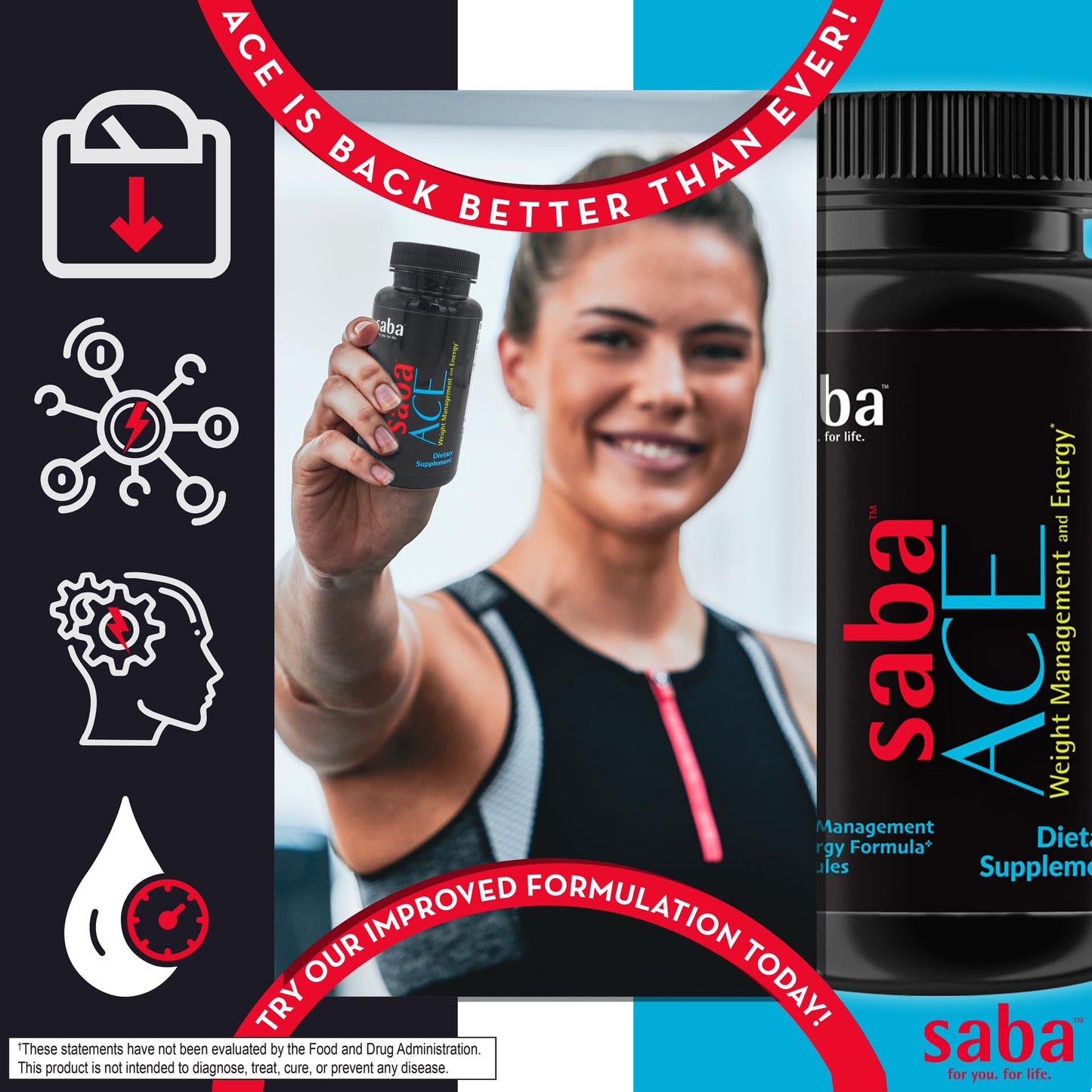Saba ACE Appetite Control and Energy Capsules 60 Count