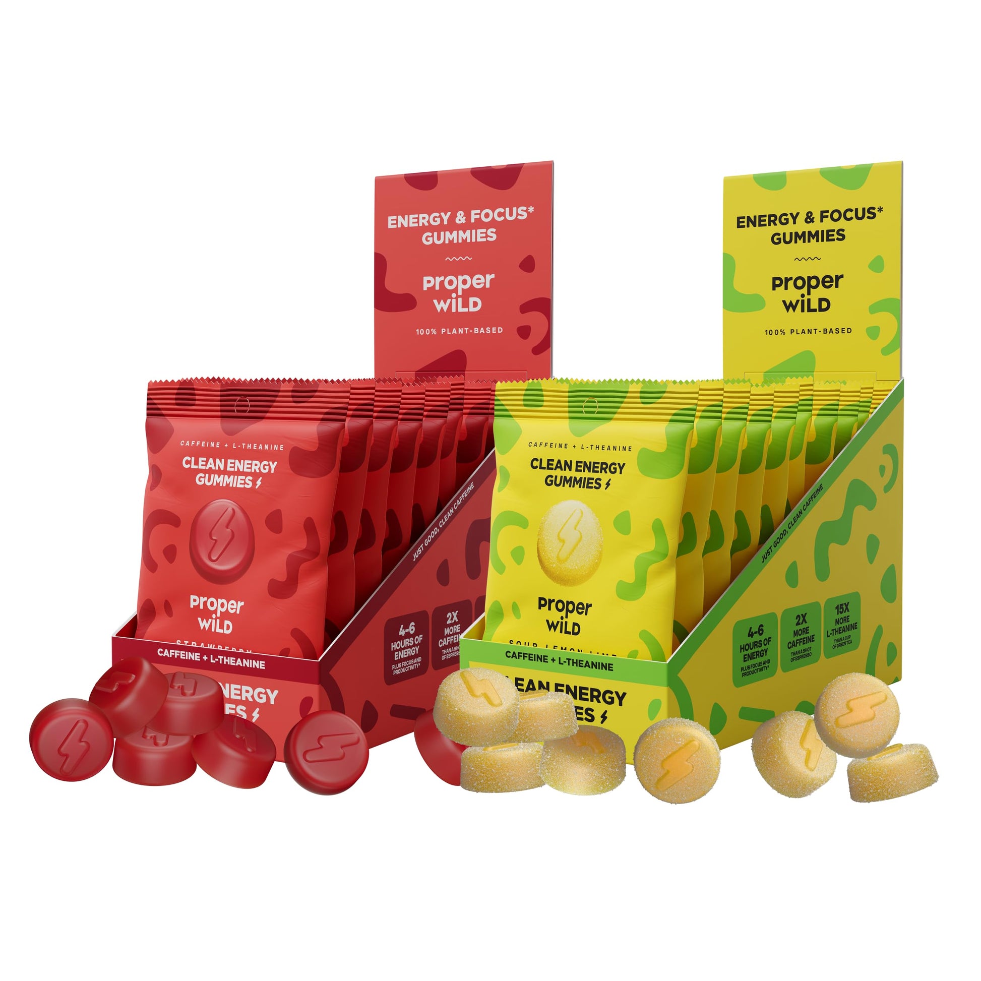 Proper Wild Vegan Energy Gummies Variety Bundle, 80 Gummies
