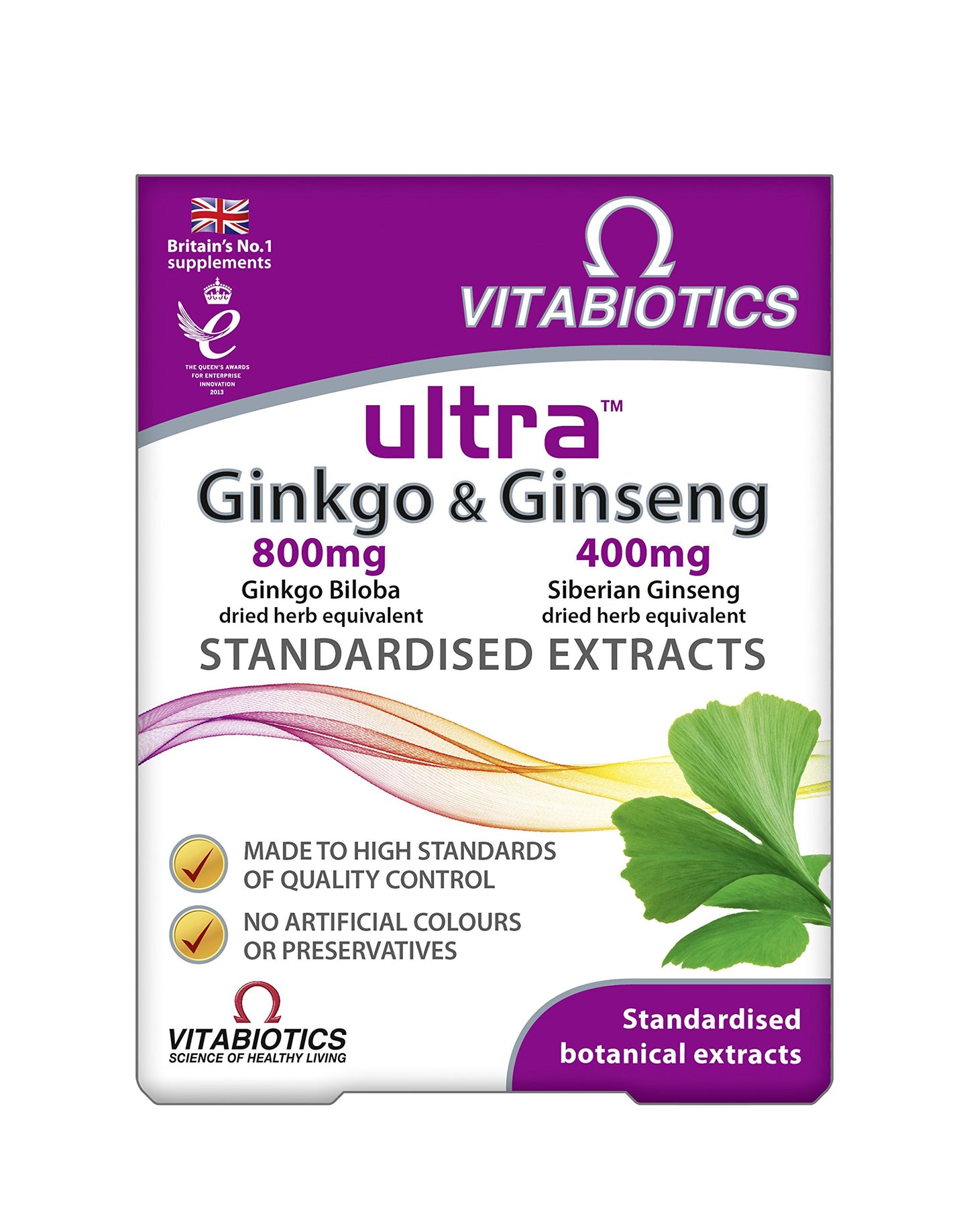 Vitabiotics Ultra Ginkgo and Ginseng Tablets, 60 Tablets