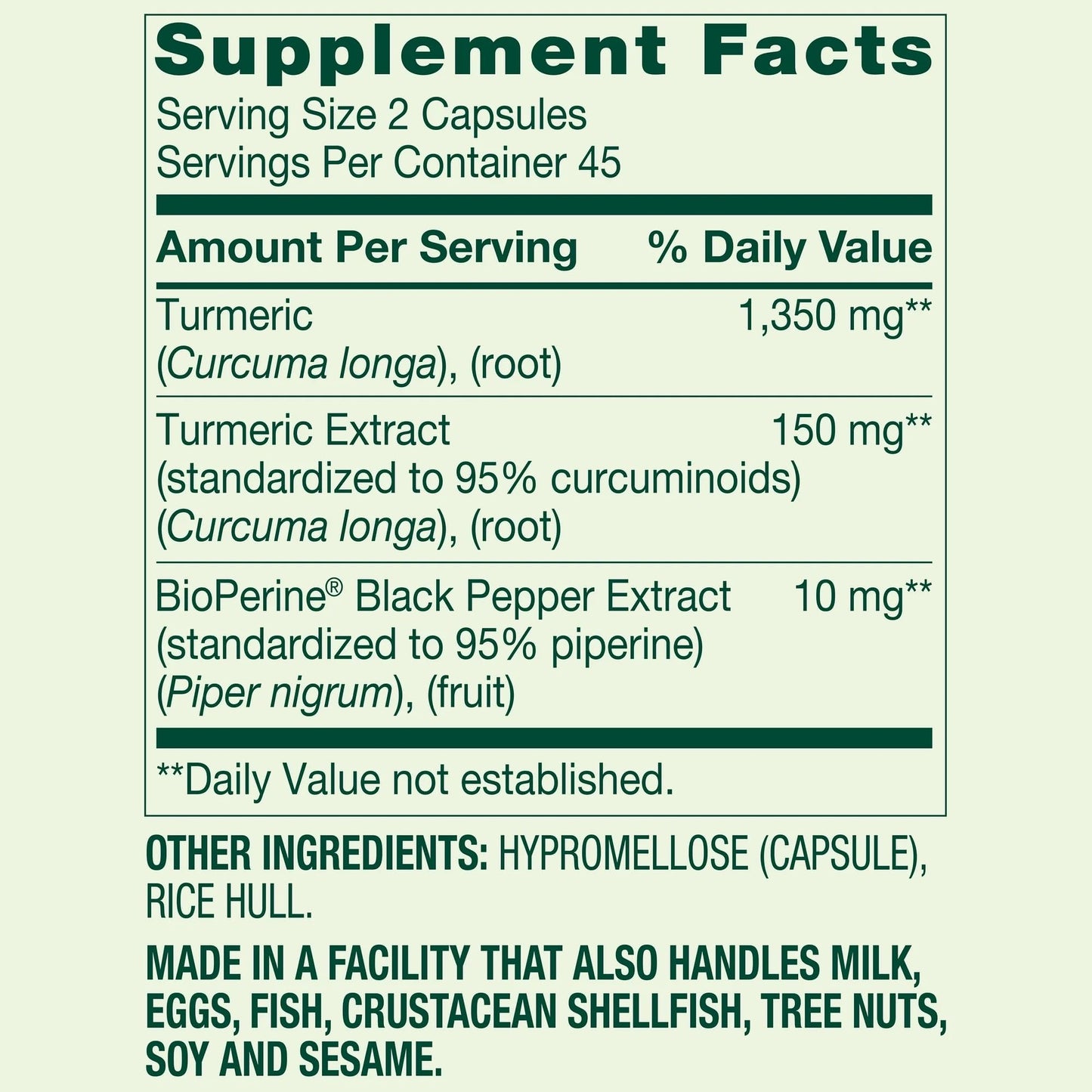 Generic Turmeric Curcumin Supplement Ultra Strength 1500 mg Capsules 90 Count