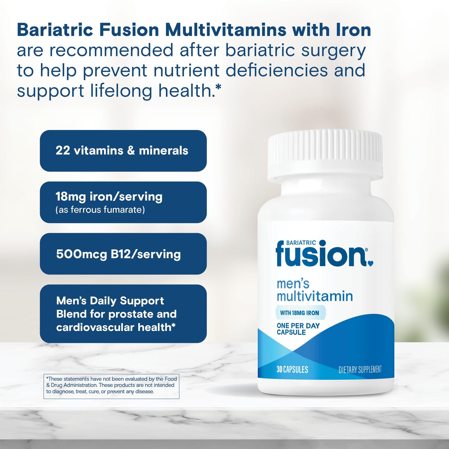 Bariatric Fusion One Per Day Bariatric Multivitamin with Iron for Men 30 Capsules