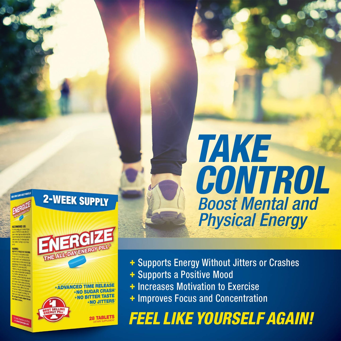 iSatori Energize Caffeine All Day Energy Tablets, 28 Tablets