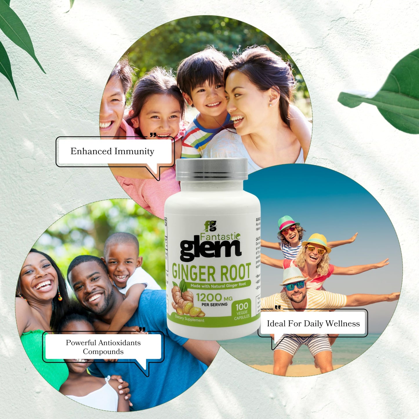 Fantastic Glem Ginger Root Capsules, 100 Count