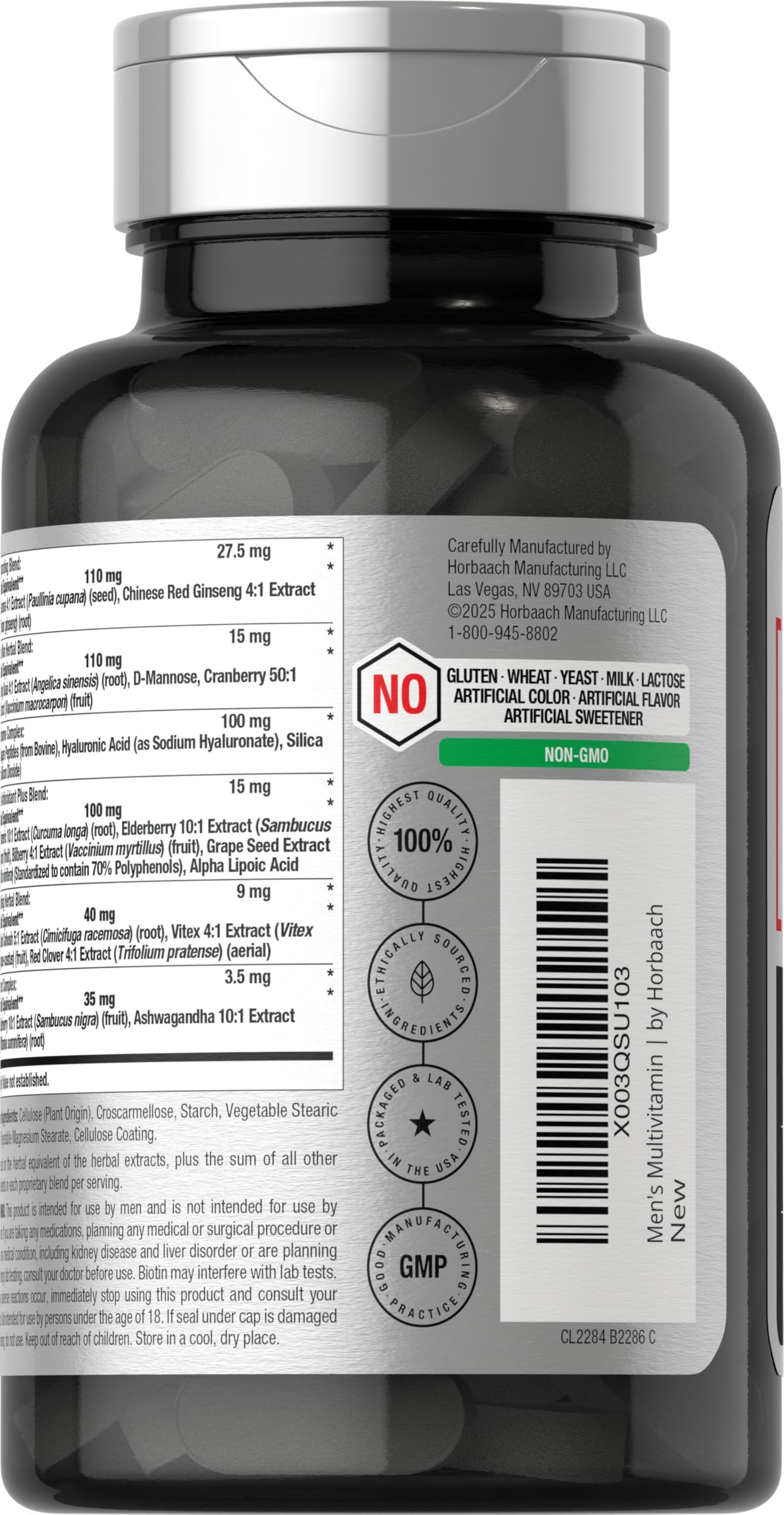 Horbäach Mens Multivitamins 50 Plus Caplets, 60 Count