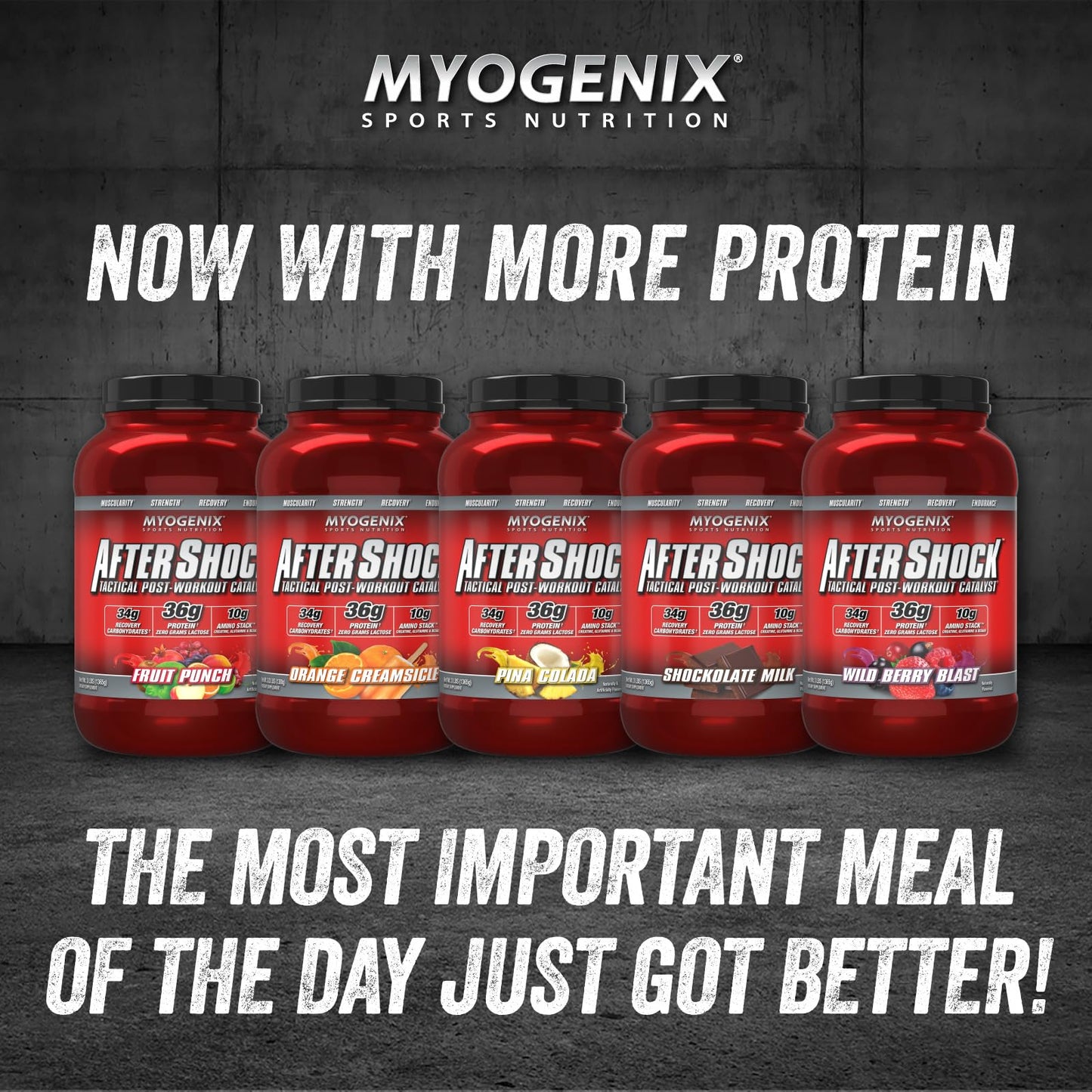 Myogenix Aftershock Post Workout Muscle Growth Whey Protein Powder, 48