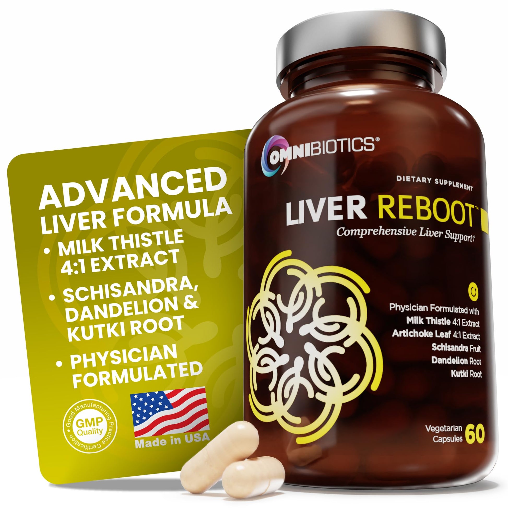 OmniBiotics Liver Cleanse Detox & Repair Supplement Capsules, 60 Count