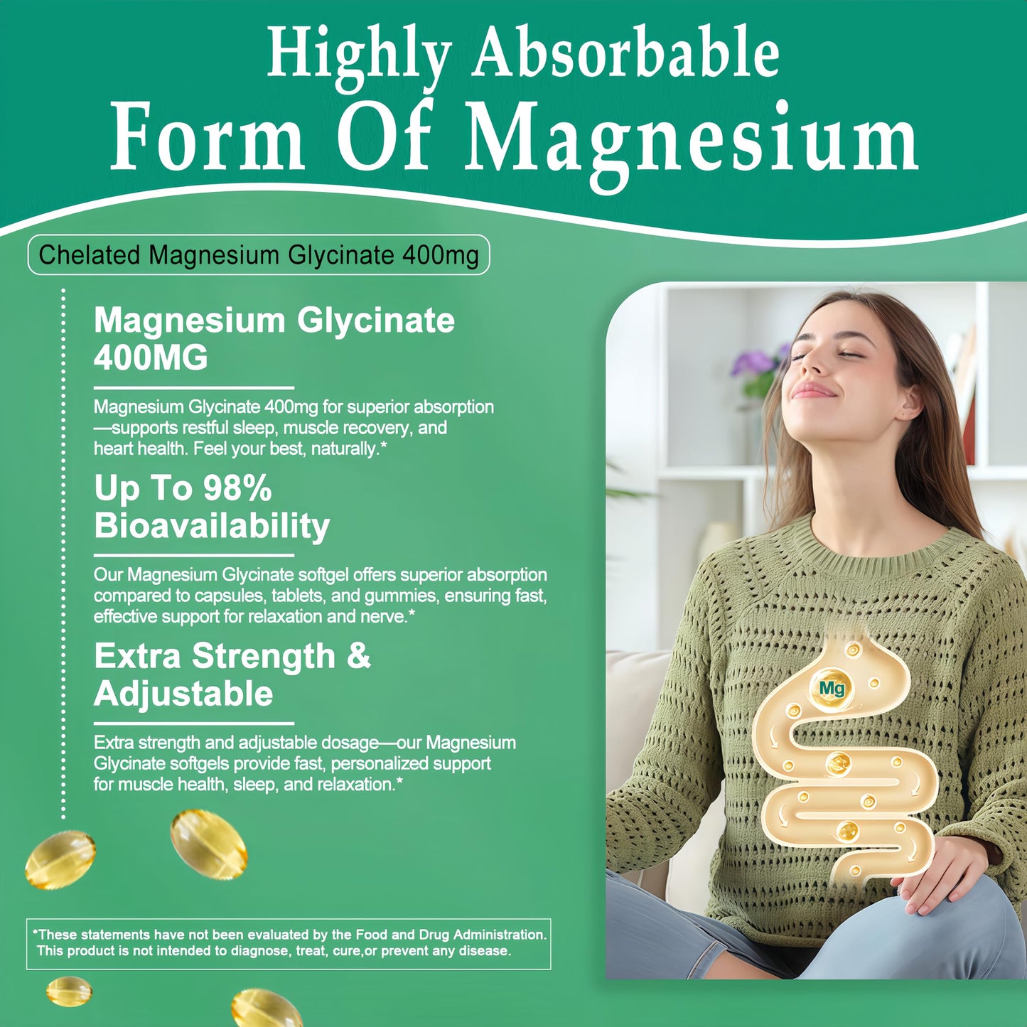 JINGYAT Magnesium Glycinate Softgels 120 Count