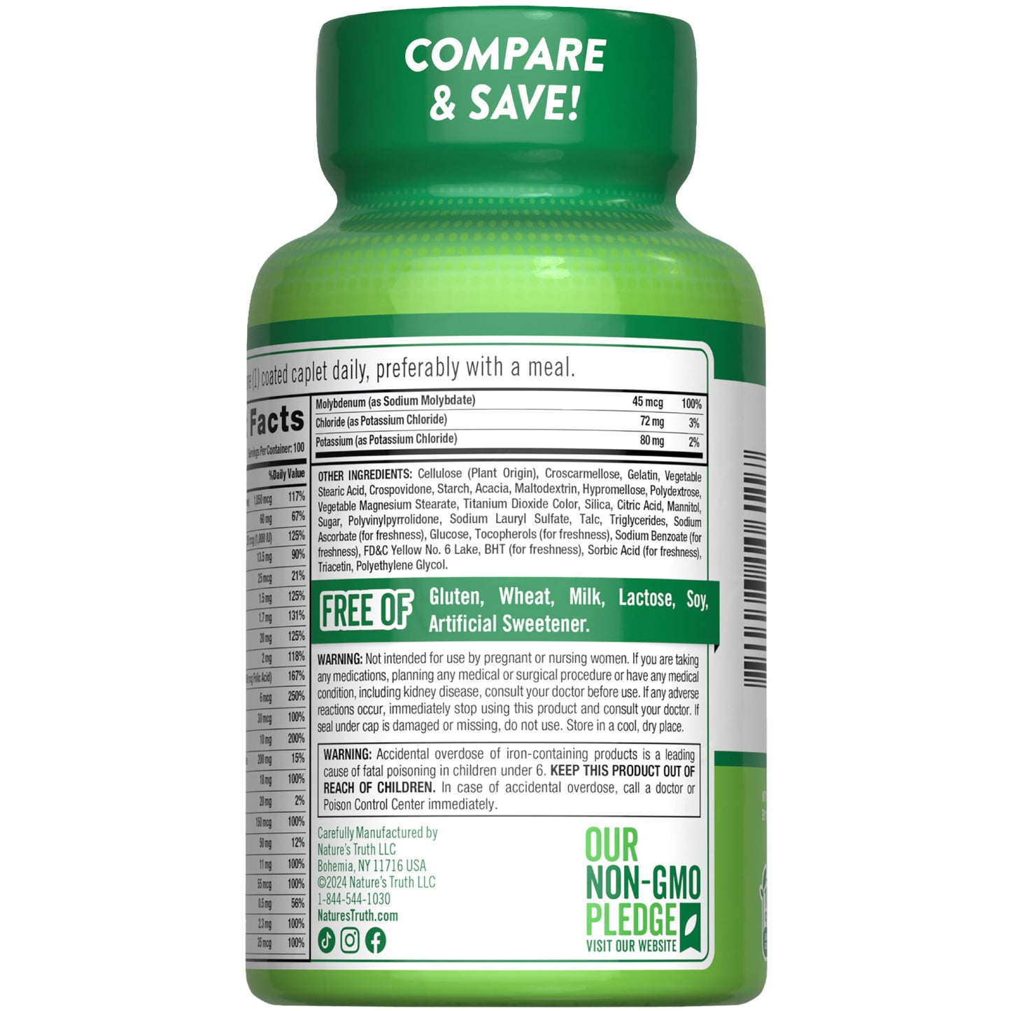 Nature's Truth ABC Complete Multivitamin Supplement for Men and Women 100 Caplets