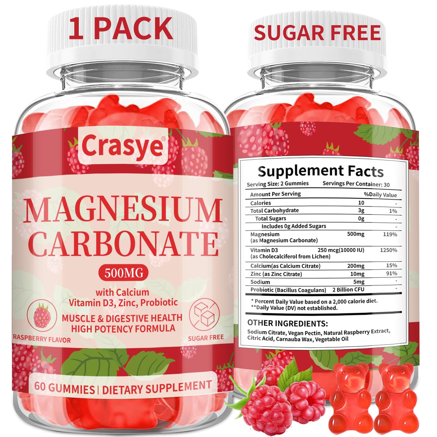 Crasye Magnesium Carbonate Gummies 60 Count