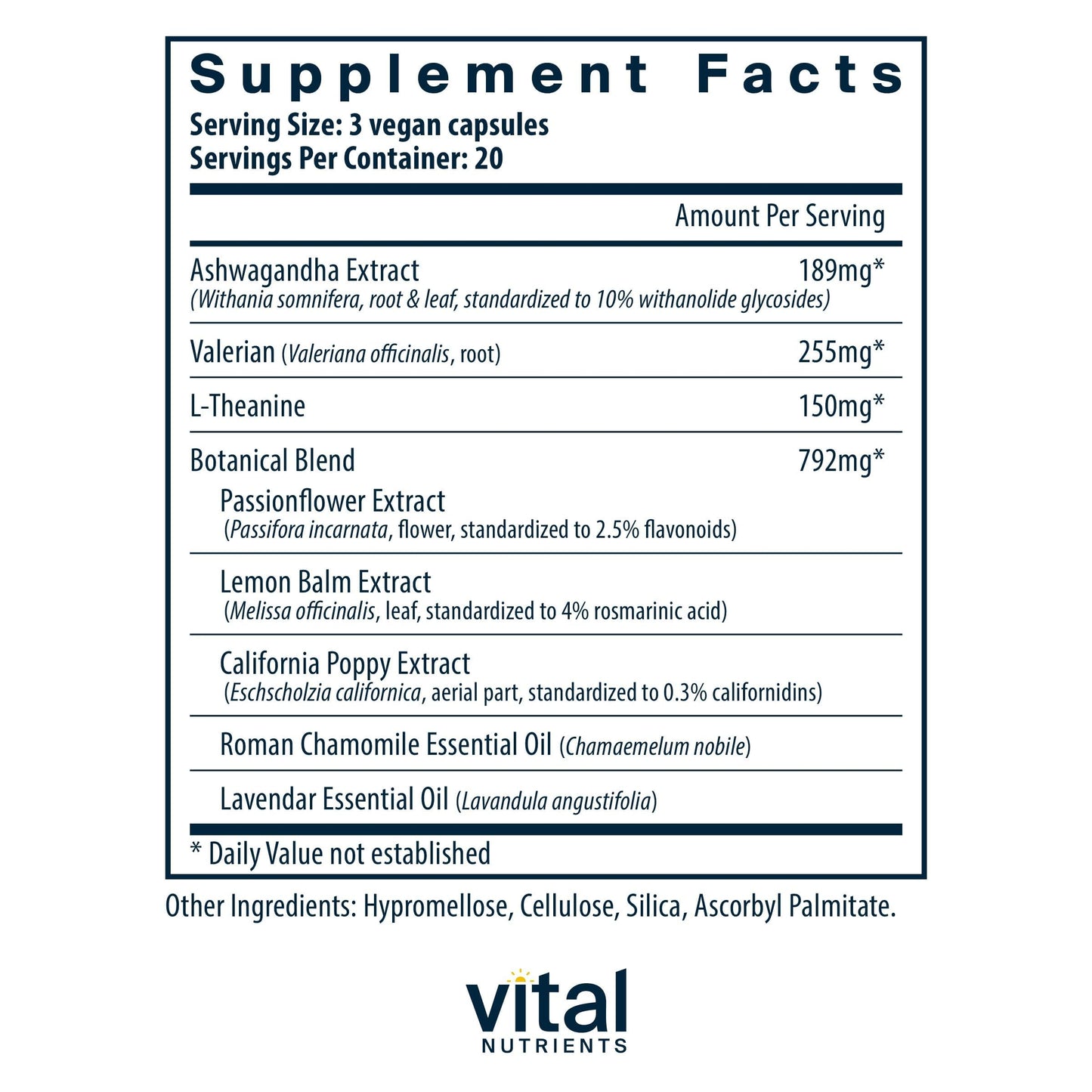 Vital Nutrients Tension Ease with Ashwagandha Capsules, 60 Capsules