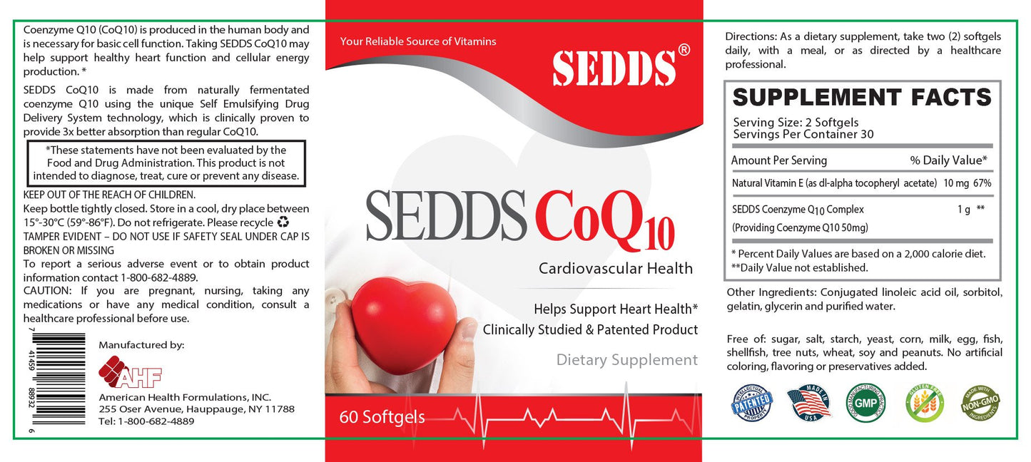 SEDDS CoQ10 Ubiquinol Cardiovascular Health Supplement Softgel 60