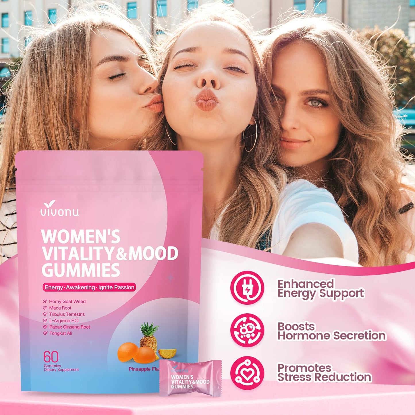 VivoNu Women Mood Gummies 60 Count