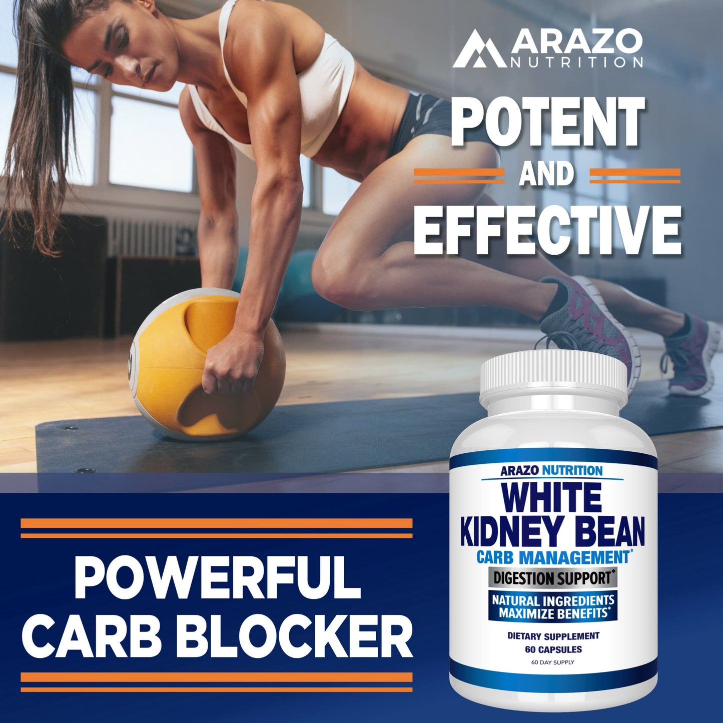 Arazo Nutrition White Kidney Bean Extract Capsules, 60 Count