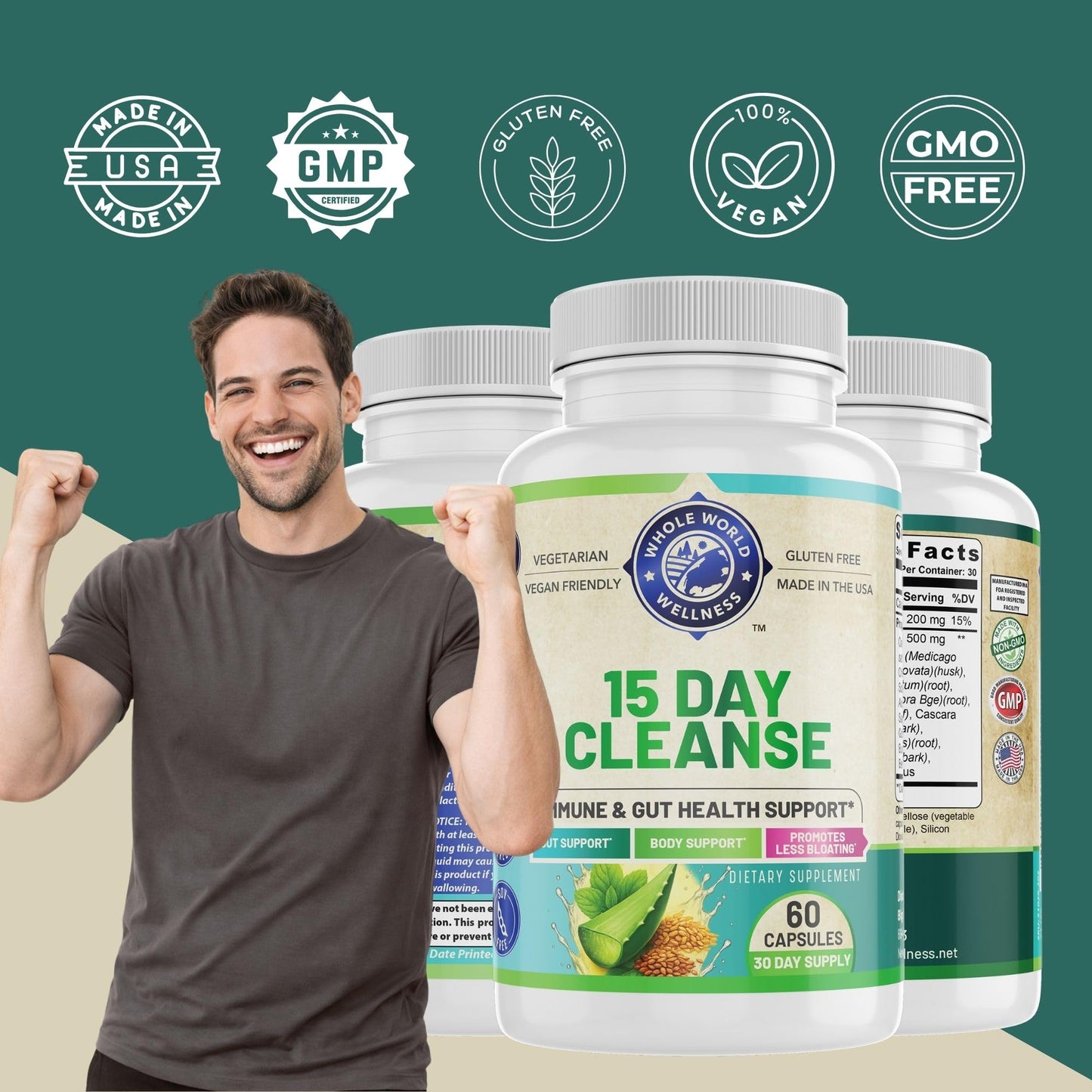 WHOLE WORLD WELLNESS 15 Day Cleanse Capsule, 60 Count