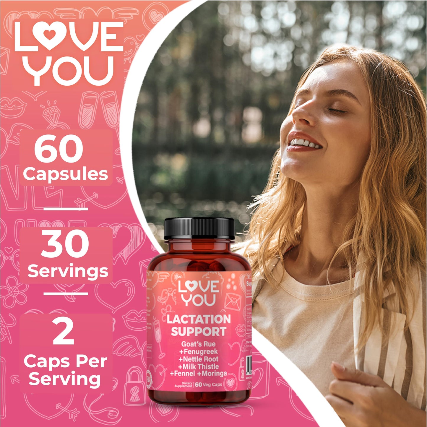 Love You Lactation Support for Breastfeeding Moms Capsule 60 Count