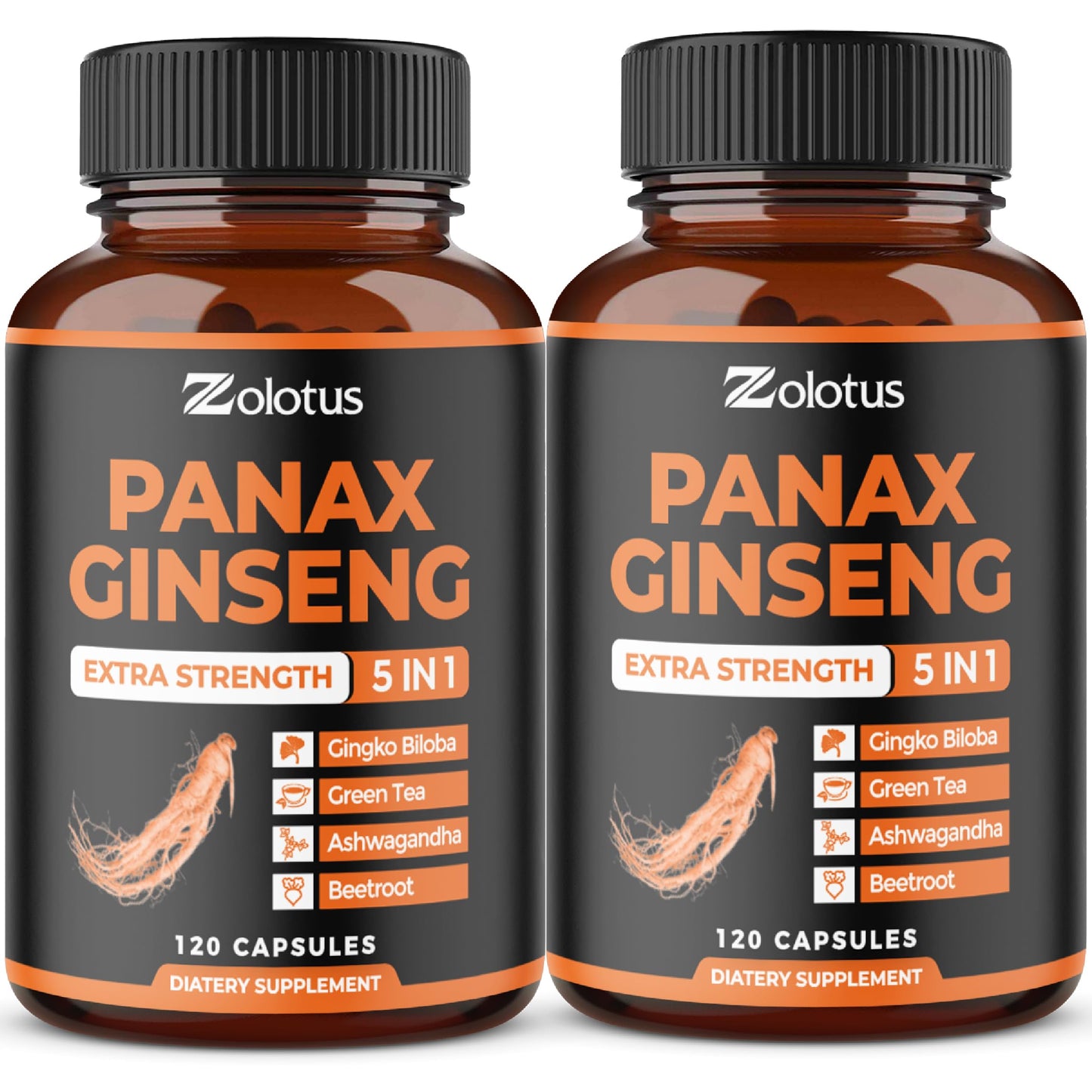Zolotus Korean Red Panax Ginseng + Ginkgo Biloba, Ashwagandha, Beetroot, Green Tea Capsules 240