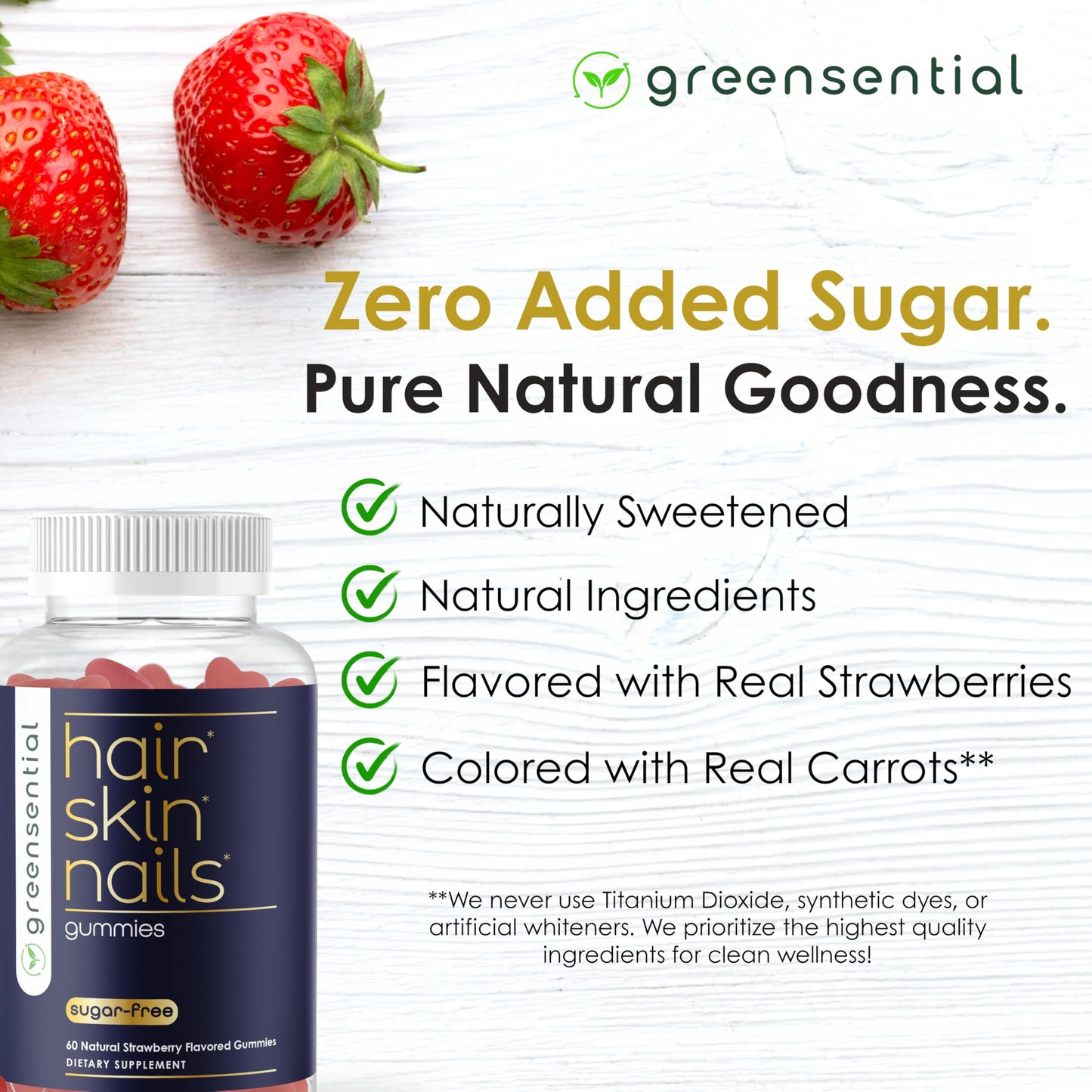 Greensential Hair, Skin & Nails Gummies, 60 Gummies