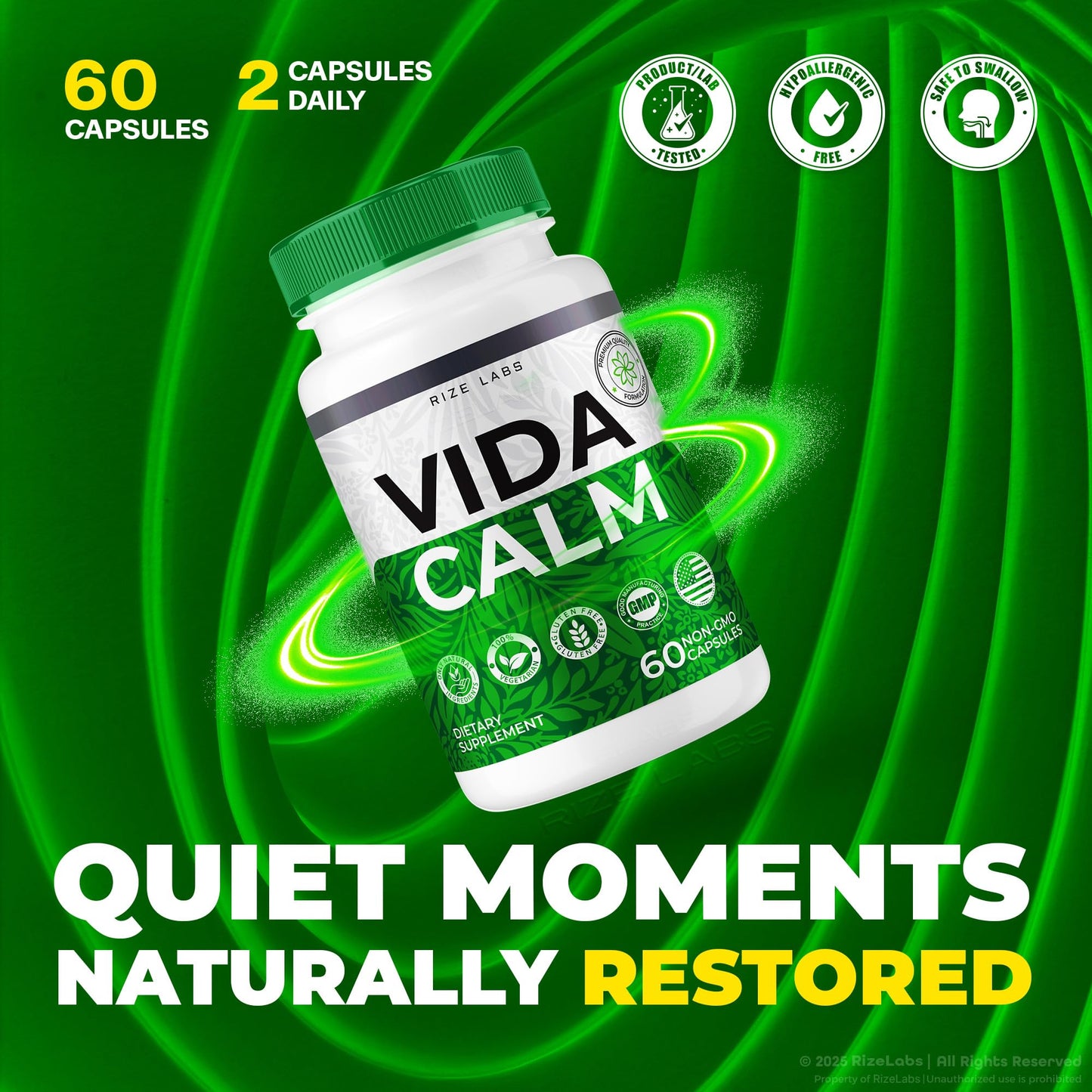 rize labs Vida Calm Advanced Formula Capsules, 120 Capsules