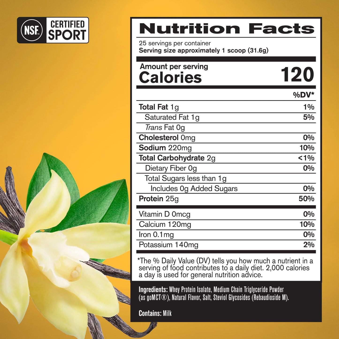 Bare Performance Nutrition BPN Whey Protein Isolate Powder Vanilla, 25 Servings