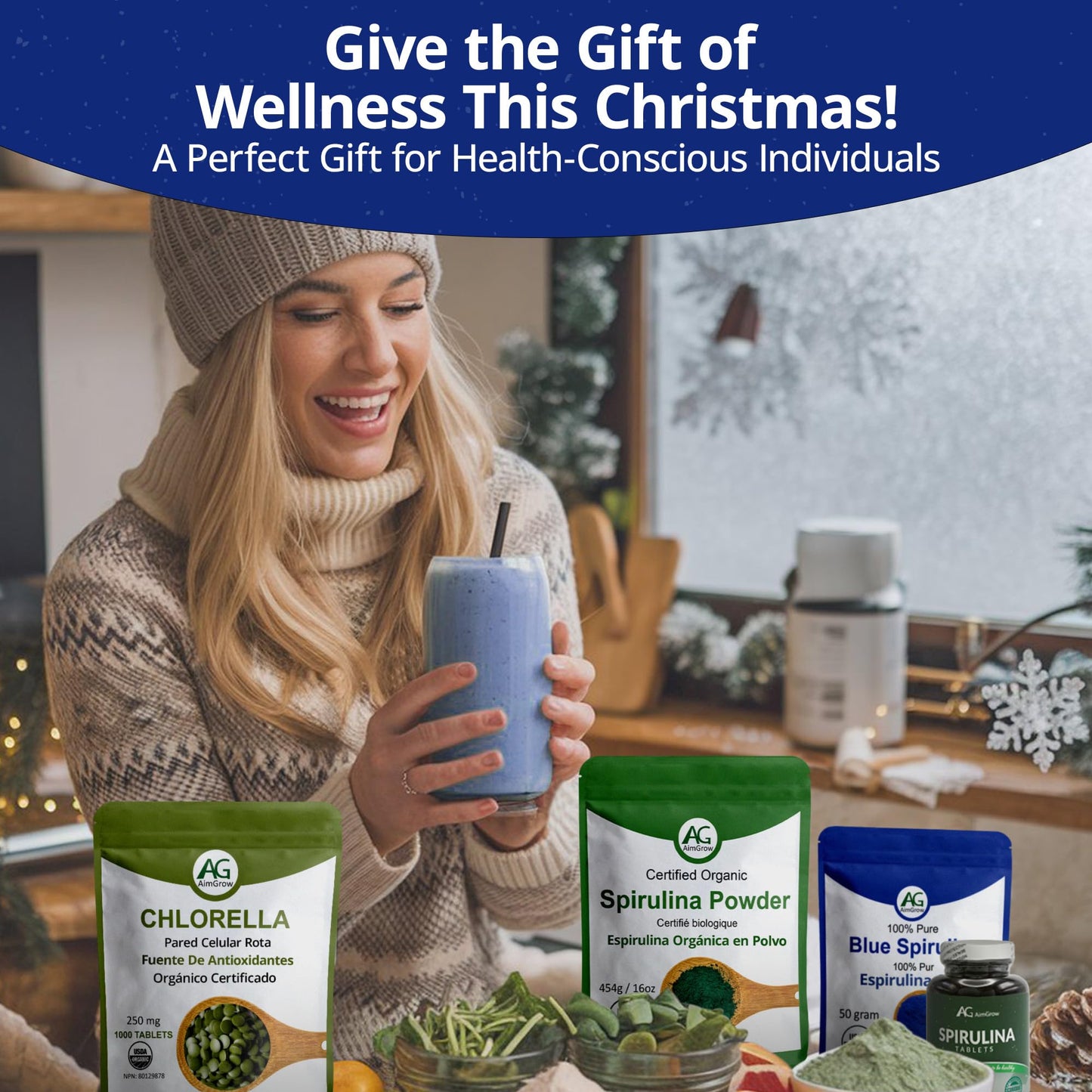 Aimgrow Blue Spirulina Powder, 50 Grams