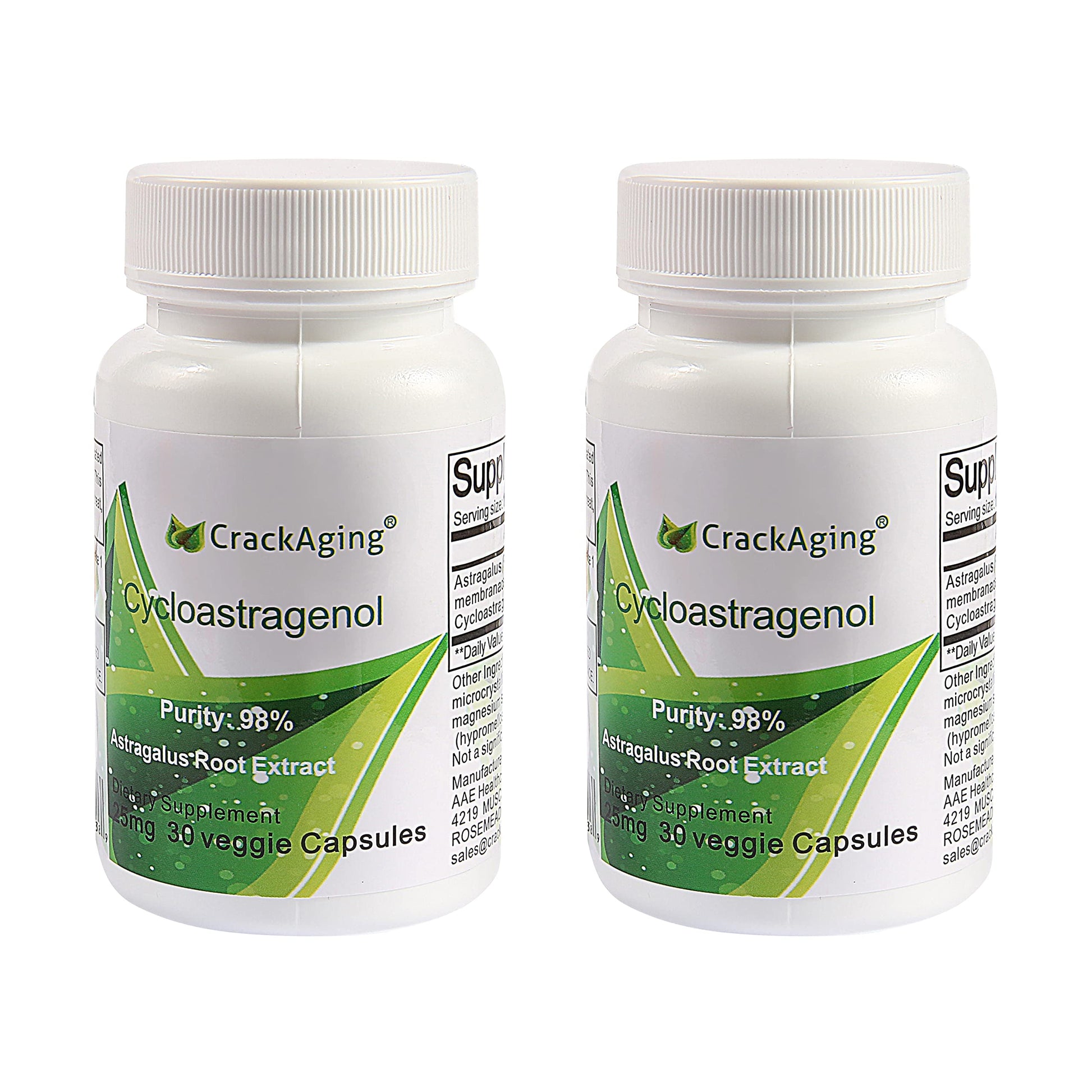 Crackaging Cycloastragenol 98% Telomere Support 25mg, 60 Capsules