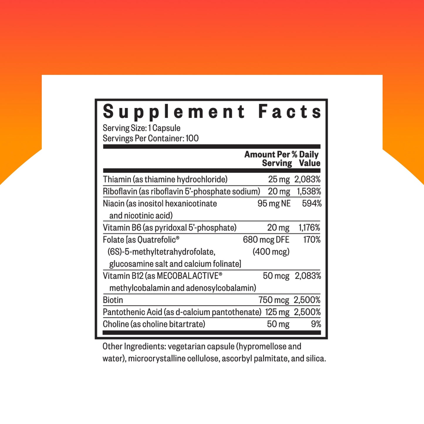 Seeking Health B Complex Plus Vitamin B Complex Supplement with Choline & Riboflavin, 100 Capsules