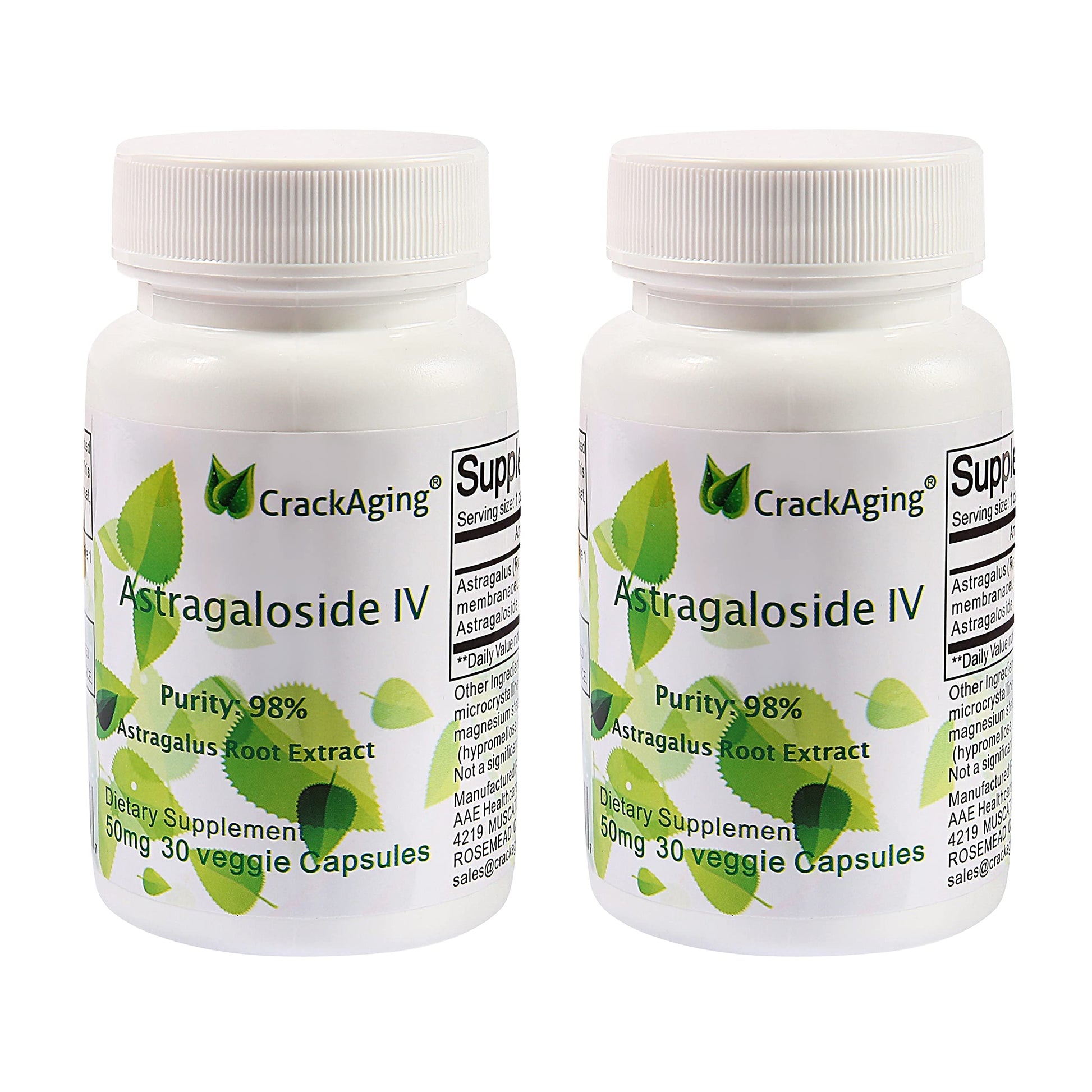 Crackaging Super-Absorption Astragaloside IV 98% 50mg Anti-Aging Supplement Capsules, 60 Count