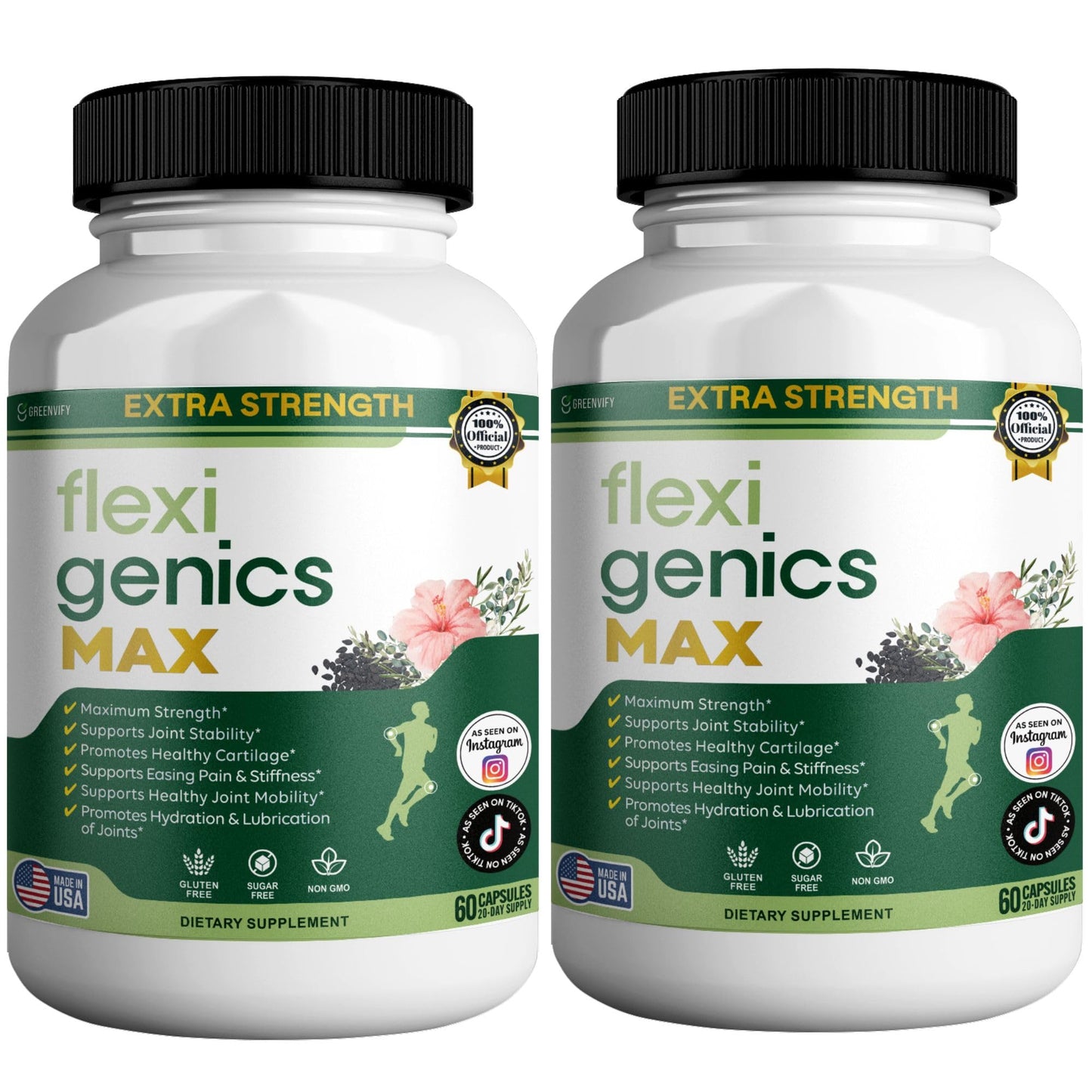 GREENVIFY Flexigenics Max Extra Strength Joint Support Supplement 1500mg Glucosamine Capsules 120