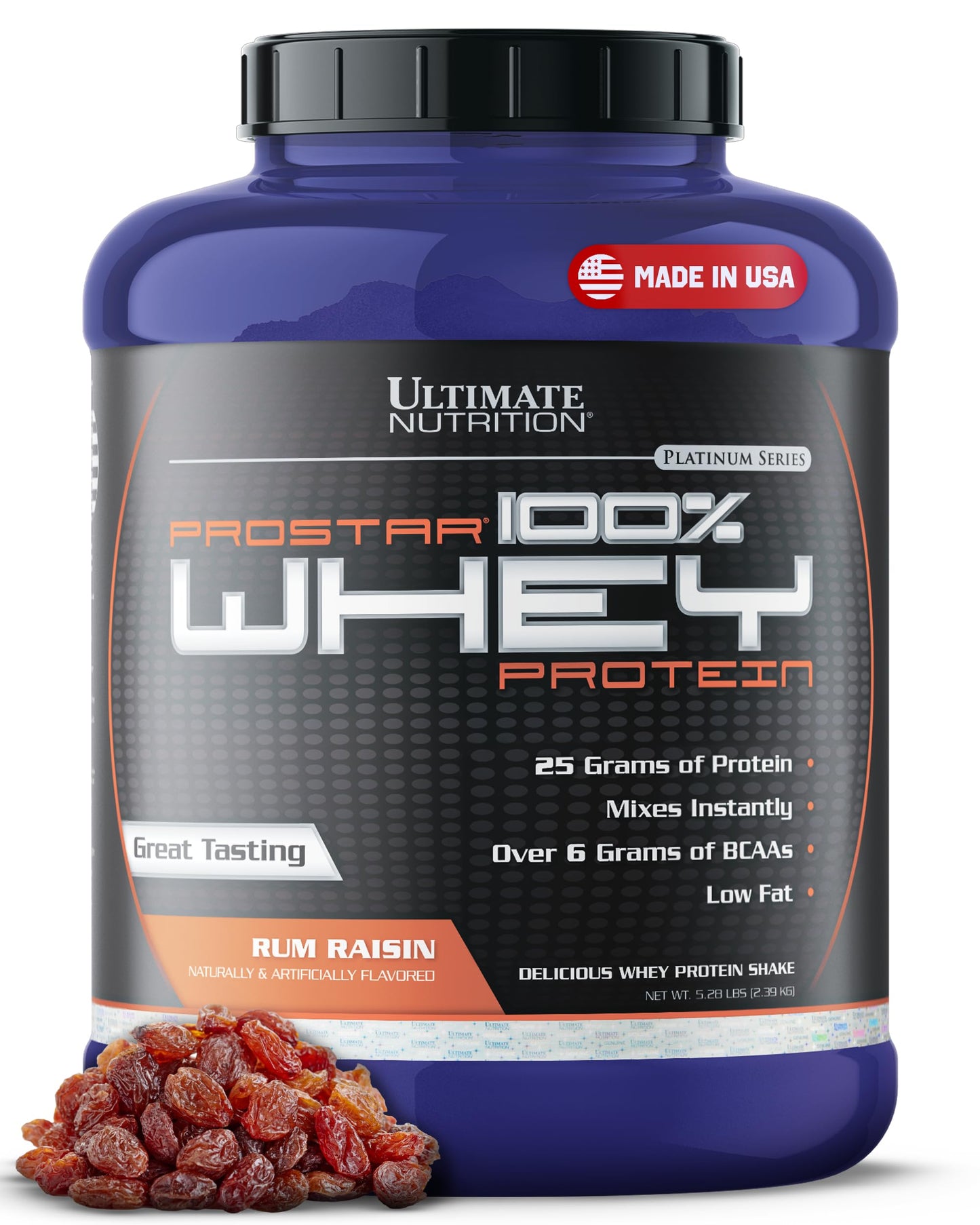 Ultimate Nutrition Prostar Whey Protein Isolate Rum Raisin Powder 84.48 oz