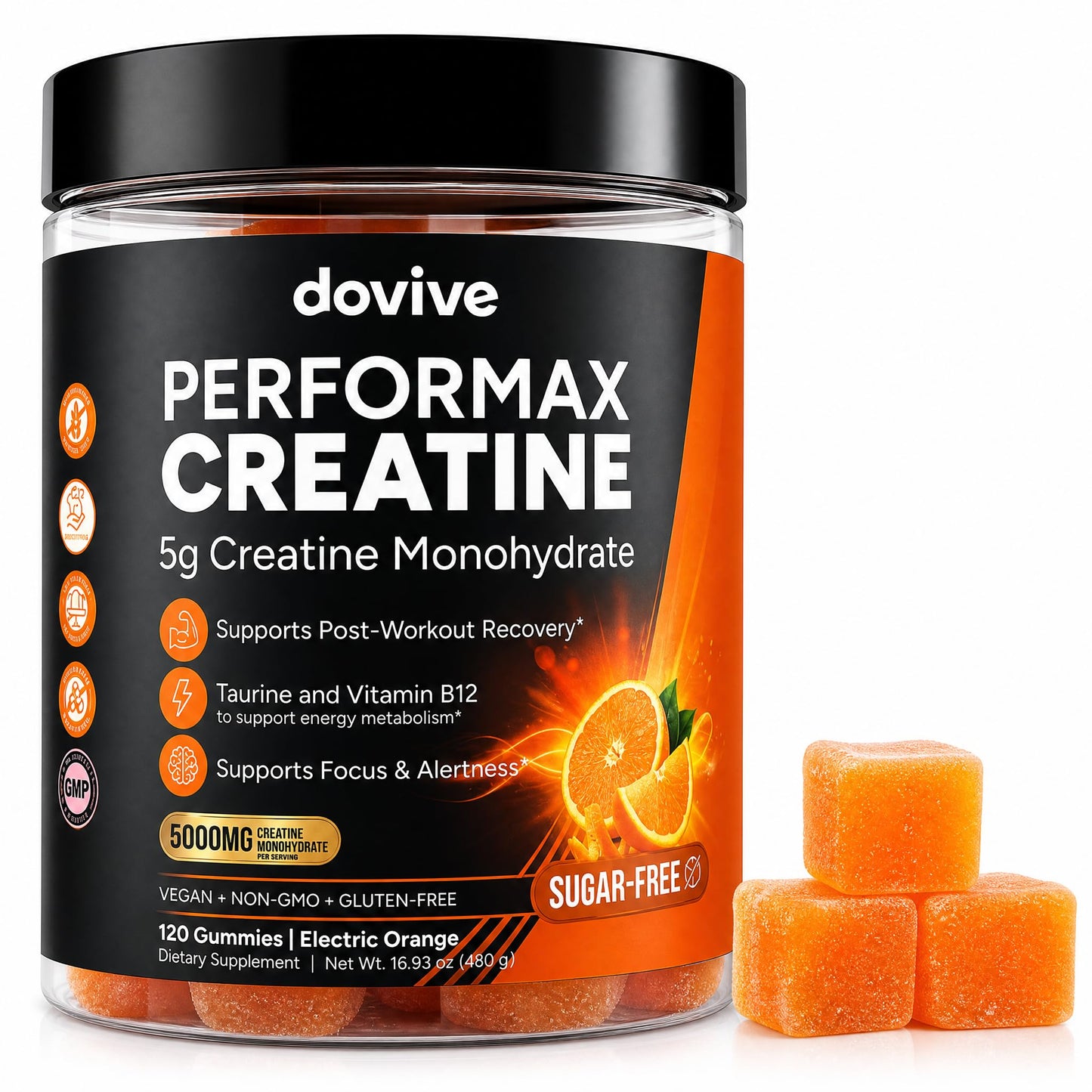 DOVIVE Creatine Monohydrate Gummies 5000mg, 120 Count