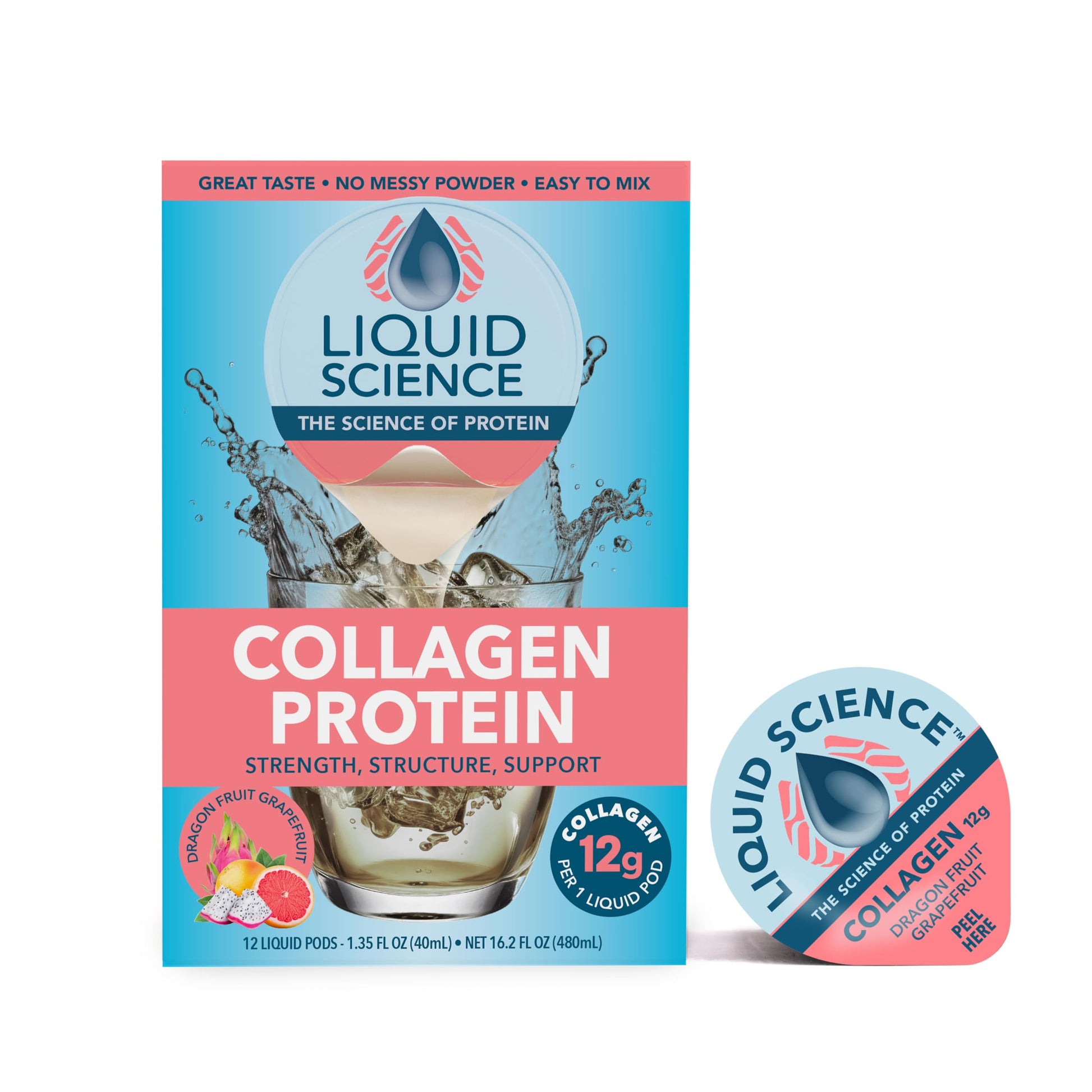 Java House Liquid Science Dragon Fruit Grapefruit Collagen Capsules, 12 Count