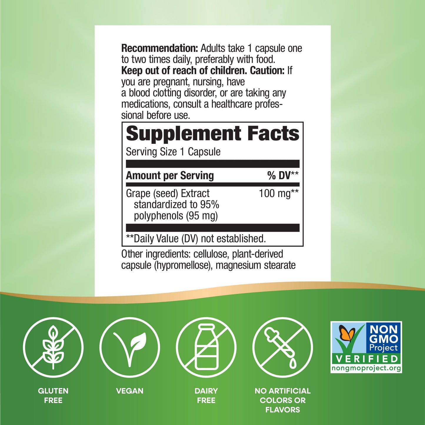 Nature's Way Grape Seed Standardized Extract 30 Vegan Capsules