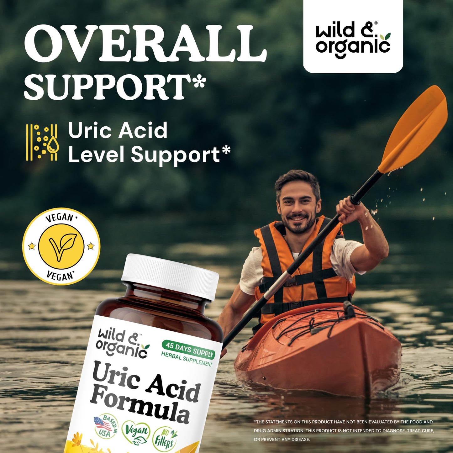 Wild & Organic Uric Acid Formula Capsules - Cleanse Support - 90 Count