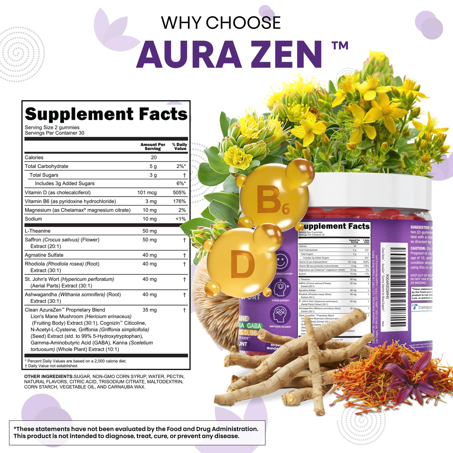 Clean Nutraceuticals AuraZen Mood Support Gummies 60 Gummies