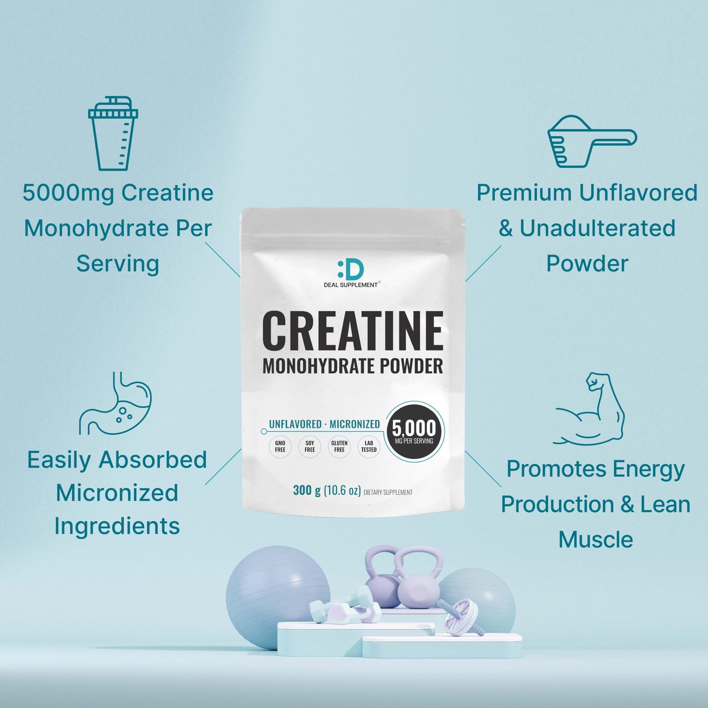 DEAL SUPPLEMENT Micronized Creatine Monohydrate Powder 10.6 Ounce