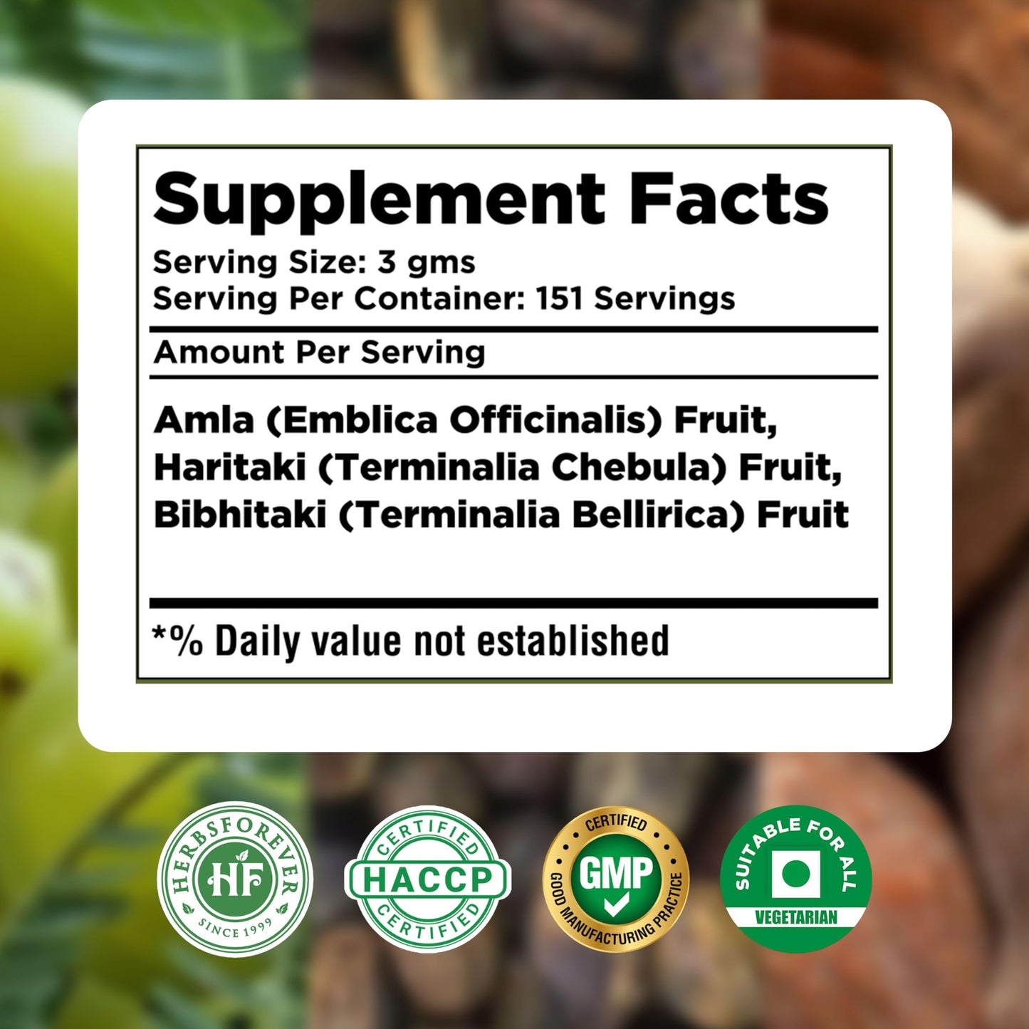 Herbsforever Triphala Churna Powder 16 Ounce