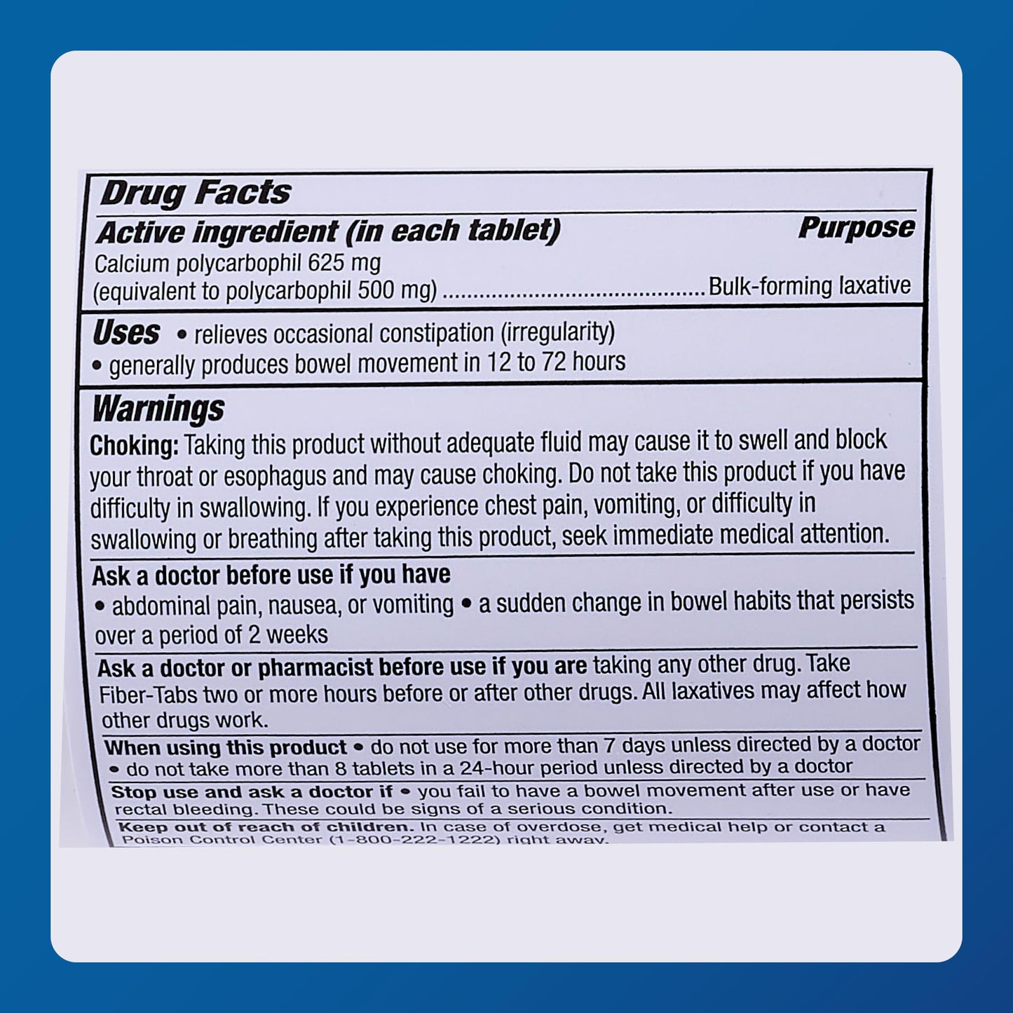 MAJOR Fiber-Tabs 625 Mg Tablets 180 Count