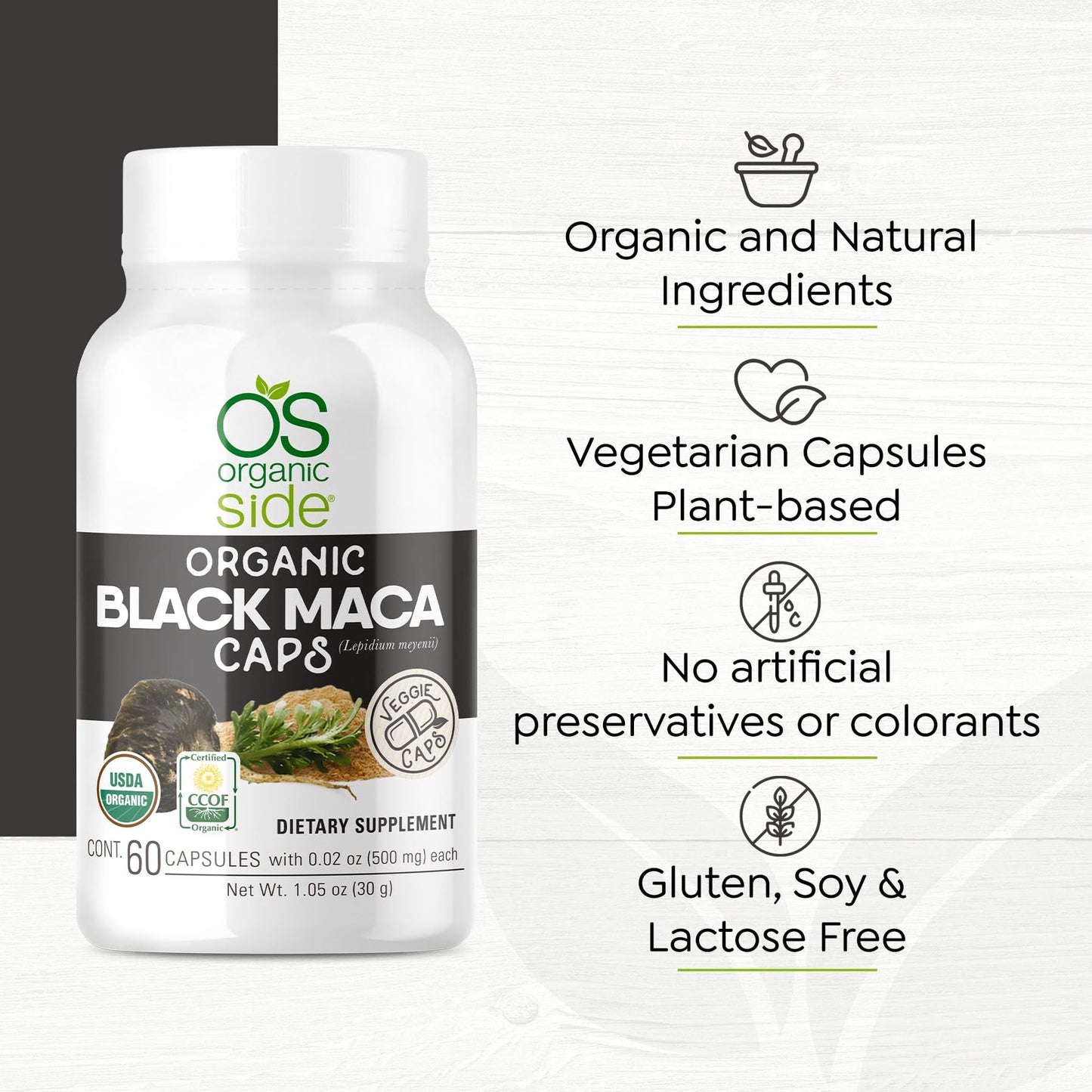 OS Organic Side Organic Black Maca Capsules 1.05 Ounce